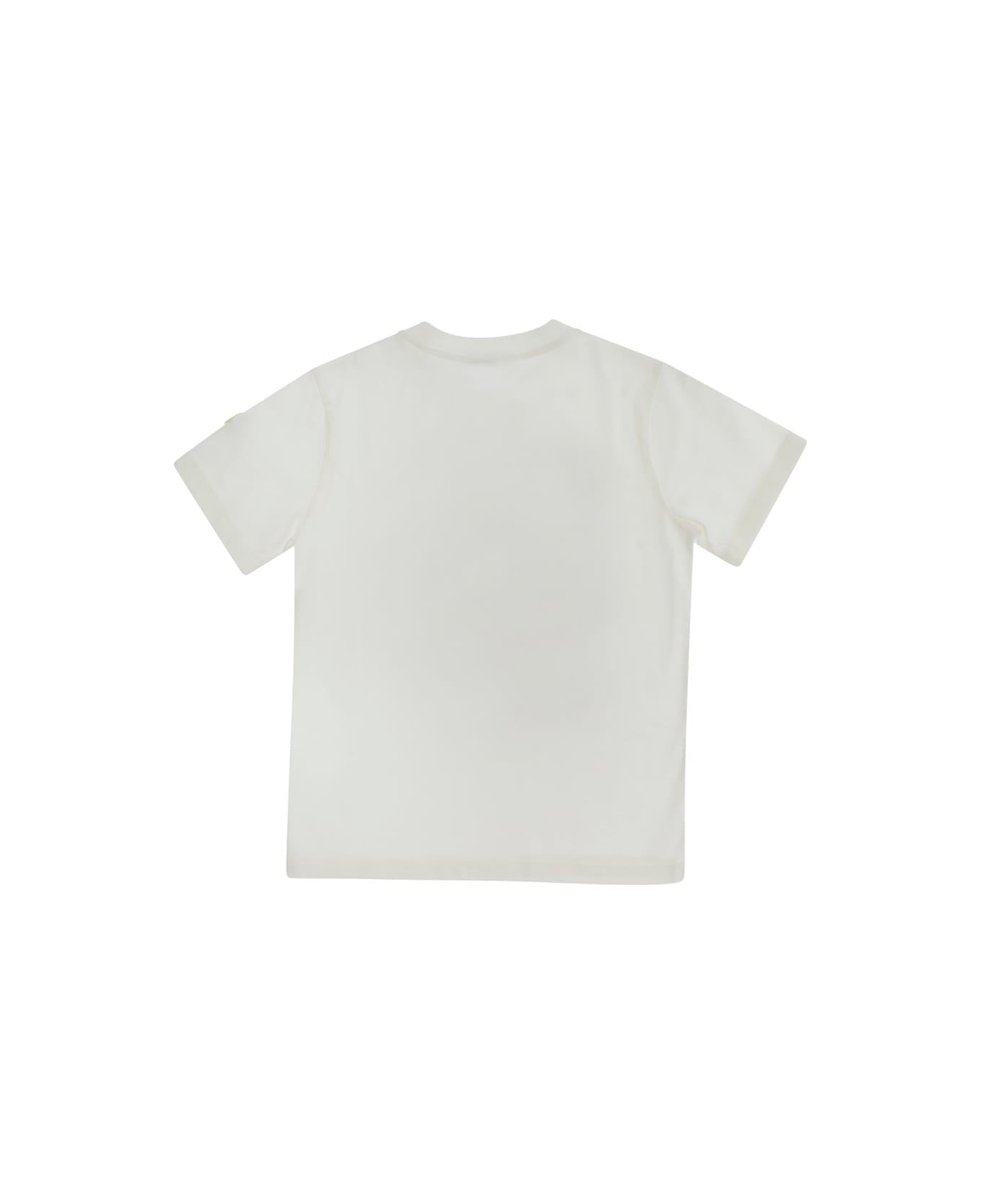 Moncler White T-shirt With Graphic Print In Cotton Boy - White