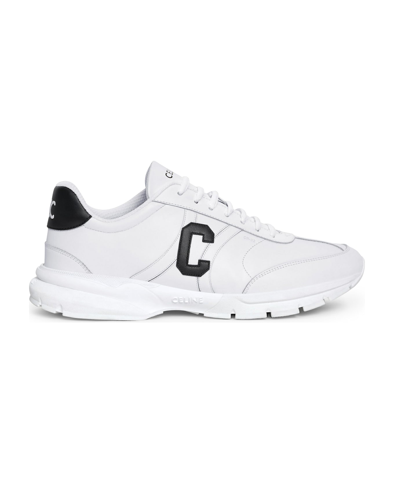 Celine Runner Cr-02 Low Lace-up Sneaker In Calfskin - White