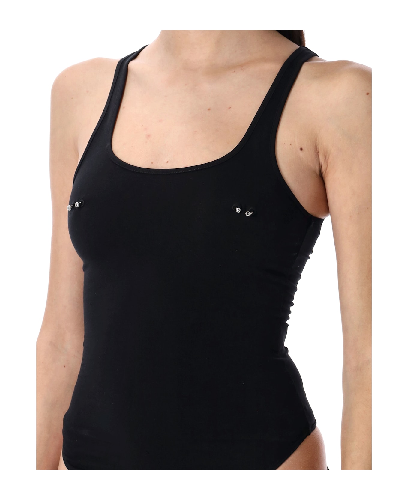 Mugler Tank Pierced Bodysuit - BLACK