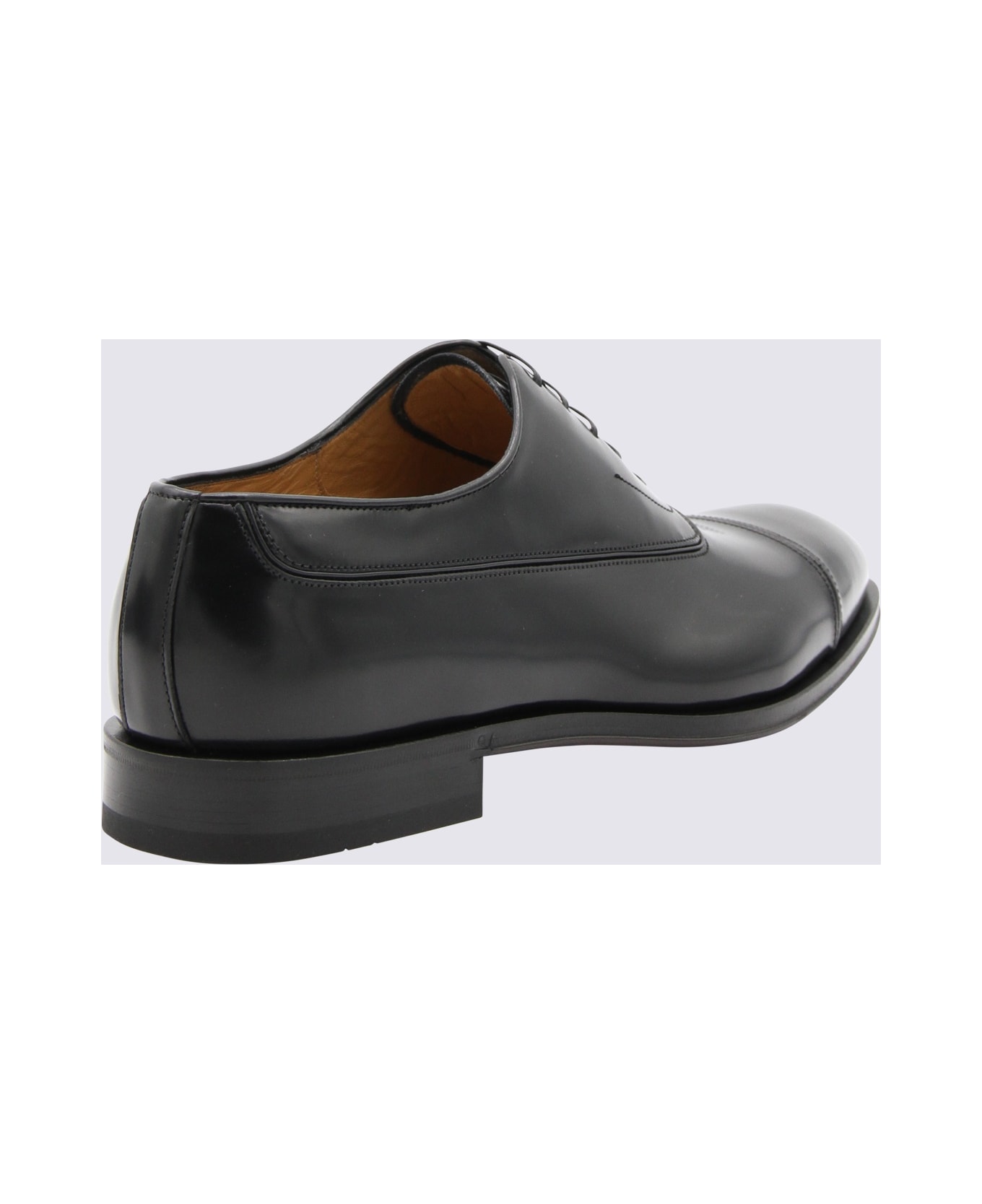 Ferragamo Black And Brown Leather Lace Up Shoes - Black