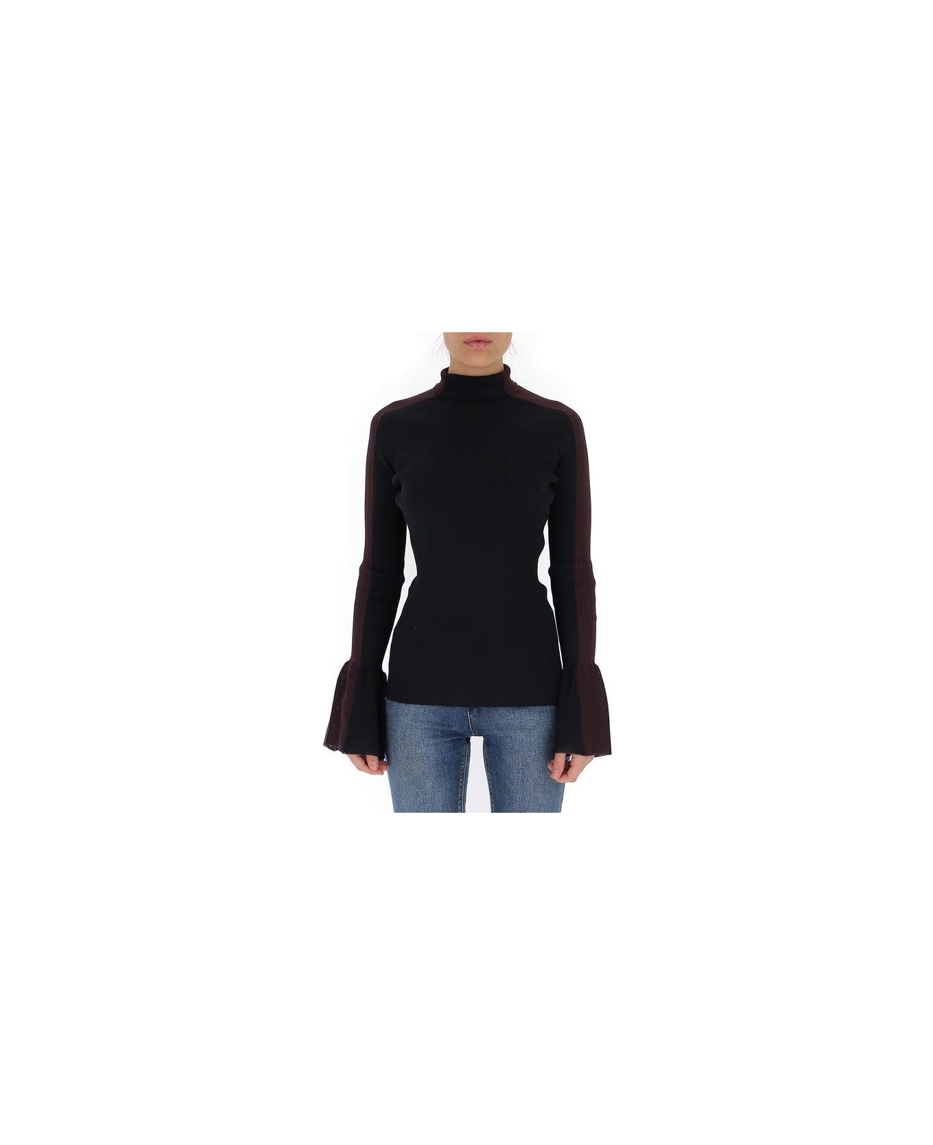 Moncler 1952 High Neck Contrast Trim Sweater - Black