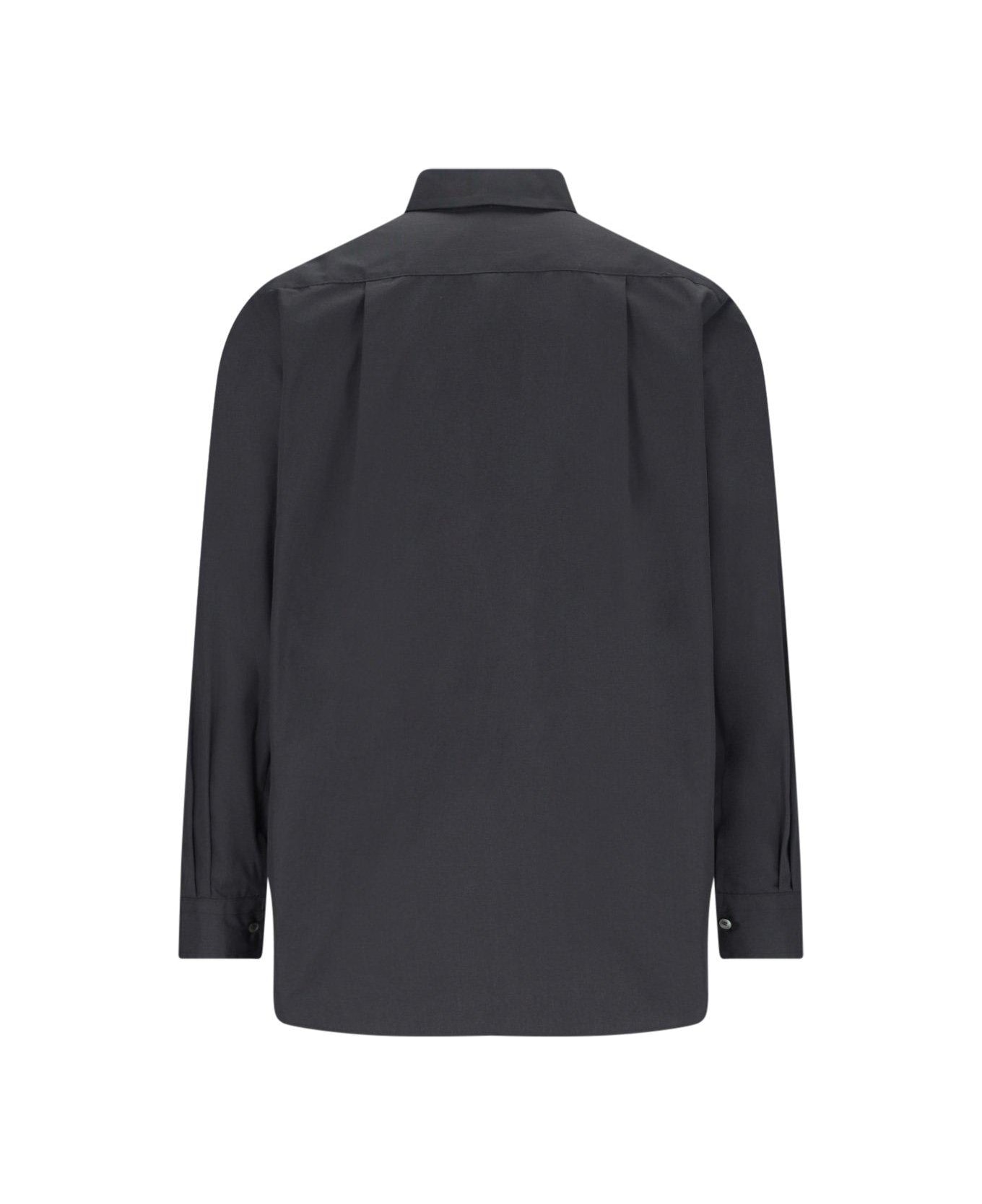 Sacai Buttoned Long-sleeved Poplin Shirt - Black