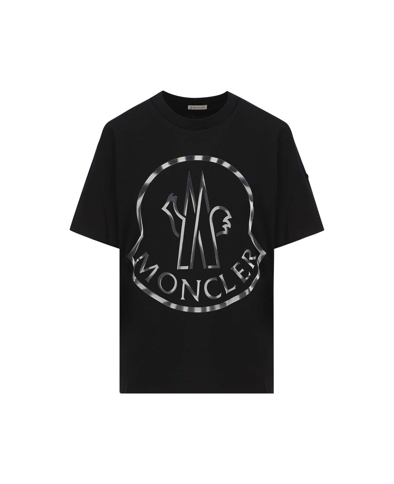 Moncler Logo Printed Crewneck T-shirt - Nero