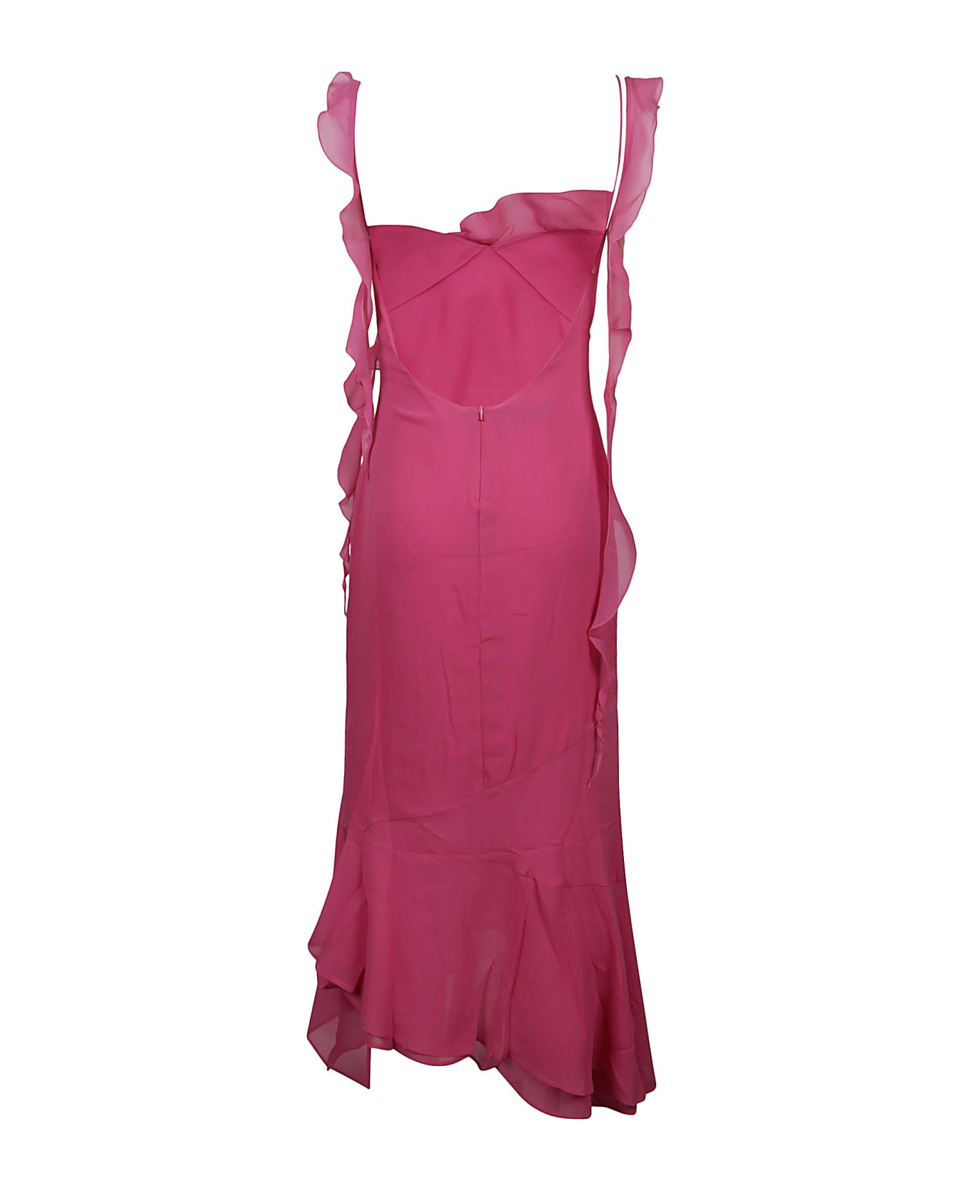 The Andamane Miranda Midi Ruffle Midi Dress - Flamingo Pink