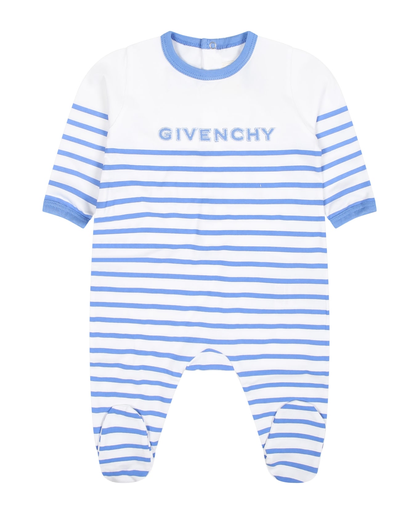 Givenchy Light Blue Set For Baby Boy With Logo Stripes - Azzurro