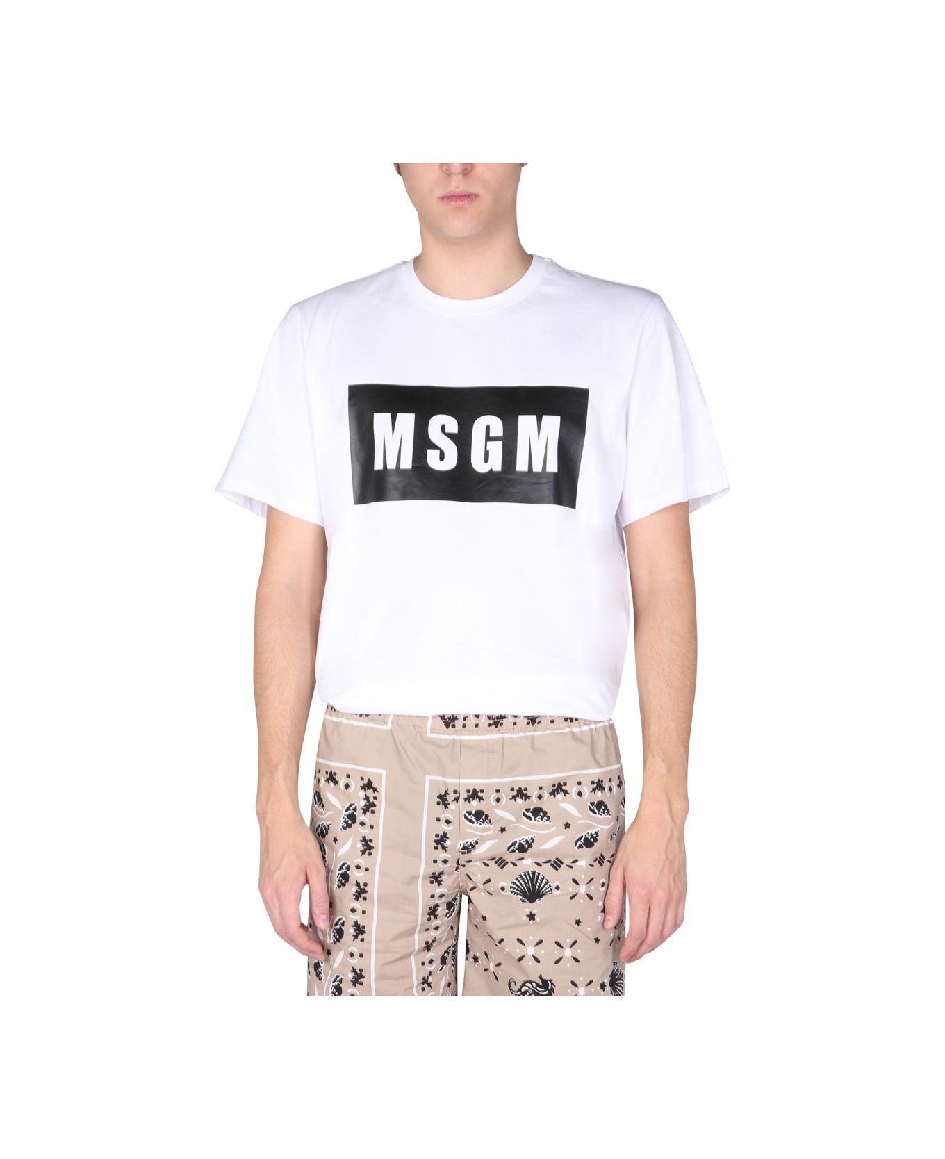 MSGM T-shirt With Logo Box - WHITE