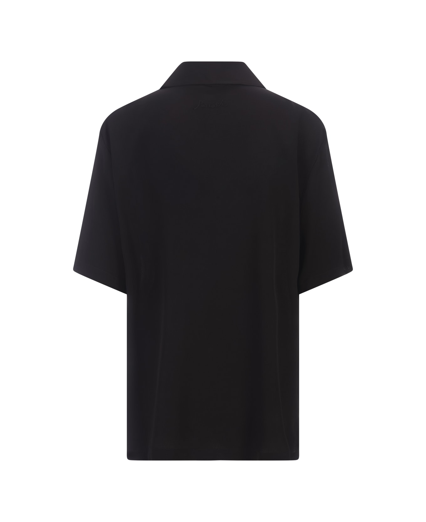 Parosh Black Ralm Shirt With Palm Embroidery - Black