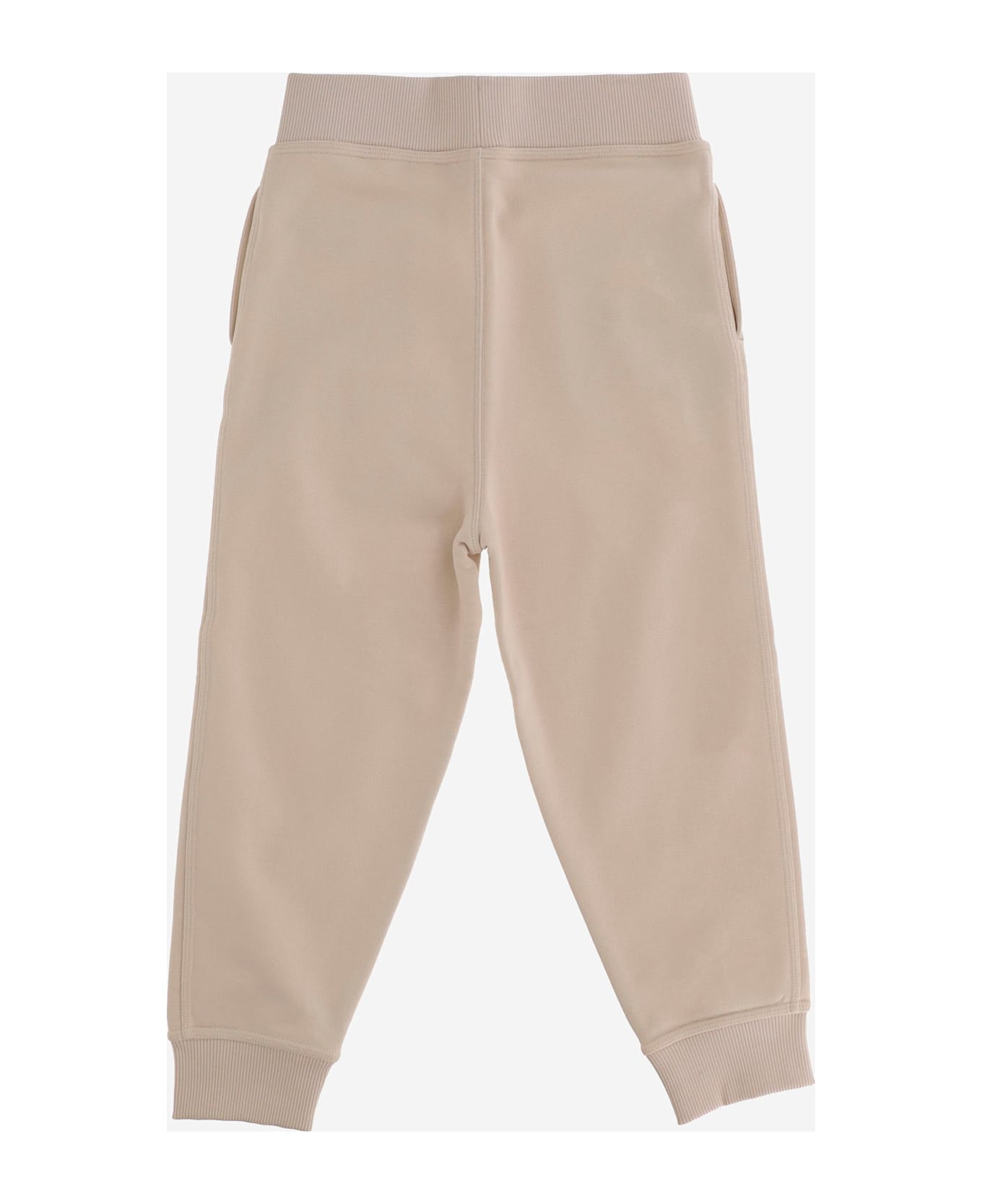 Burberry Cotton Pants With Check Application - Beige