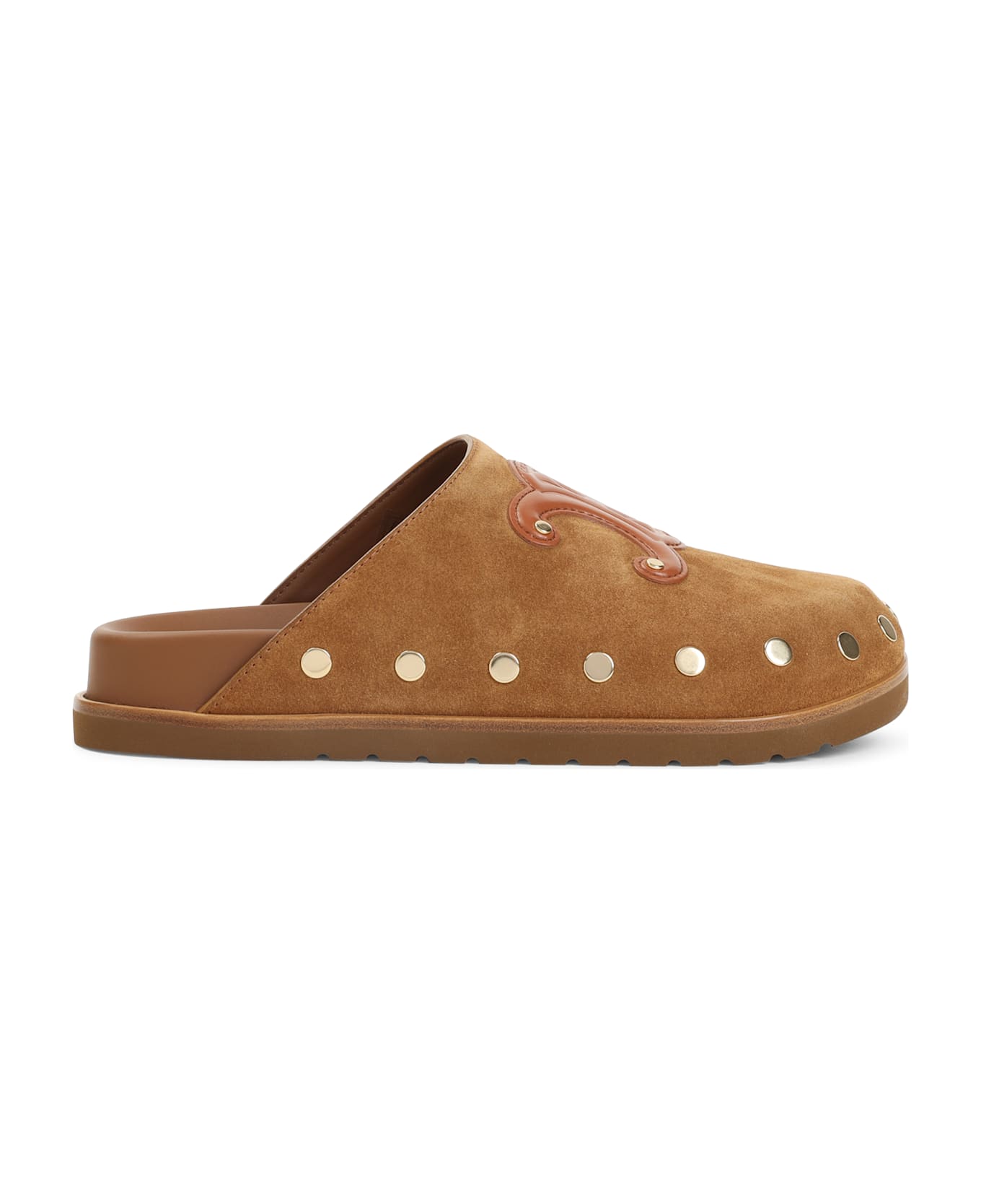 Celine Triomphe Wedge Mules - Nc Cognac