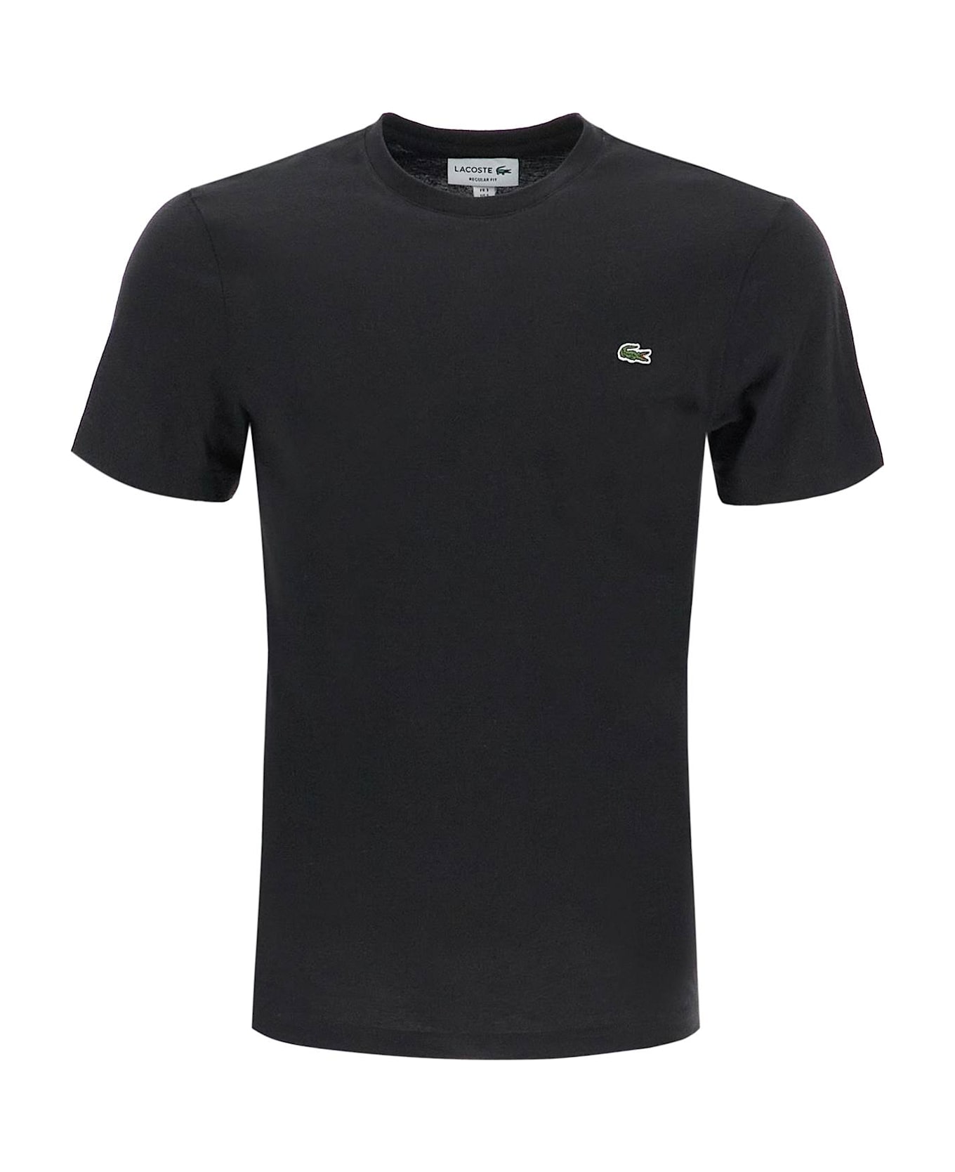 Lacoste T-shirt With Patch Logo Design - BLACK (Black)