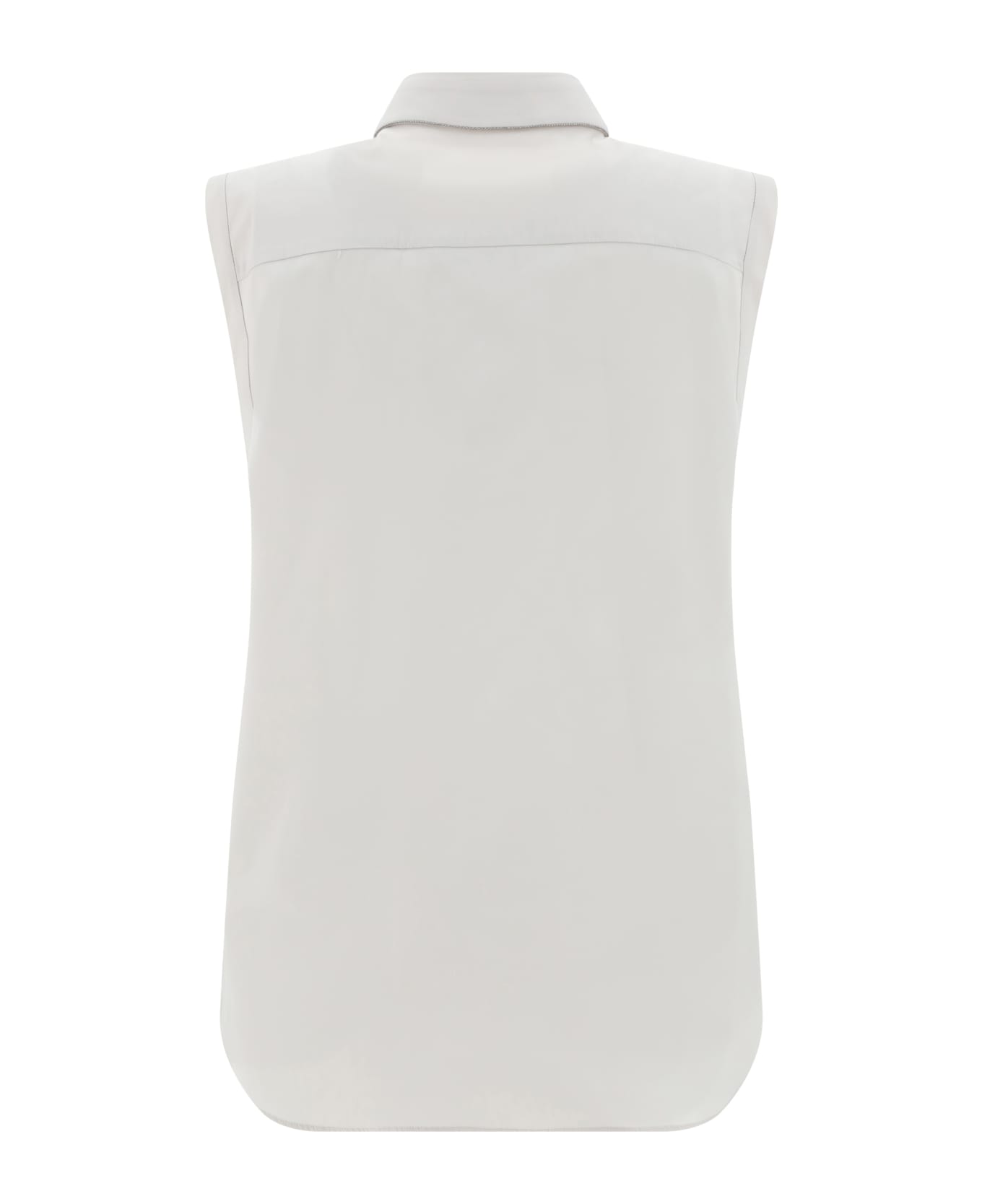 Brunello Cucinelli Sleeveless Shirt With Monili Details - White