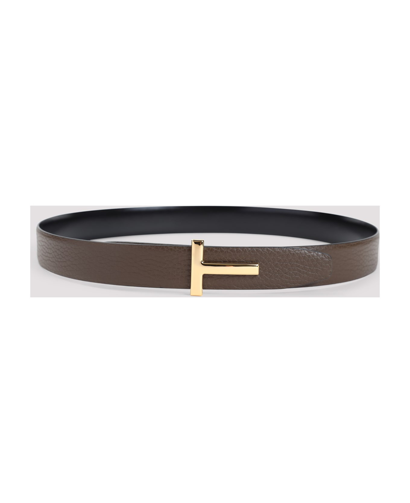 Tom Ford Grained Calf Leather Belt - Dark Khaki