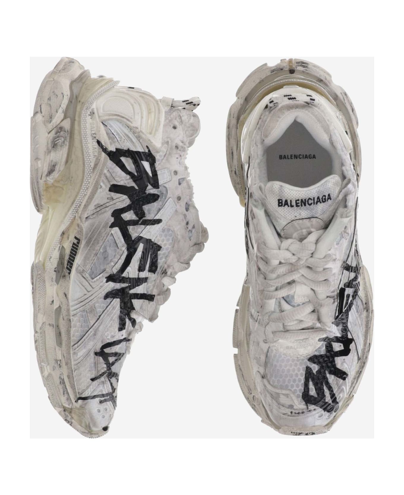 Balenciaga Runner Graffiti Sneakers - White Black