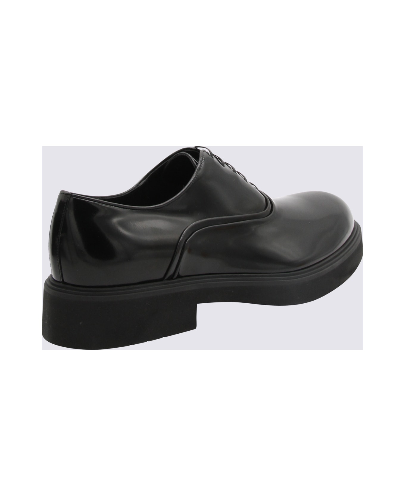 Ferragamo Black Leather Lace Up Shoes - Black ローファー＆デッキシューズ