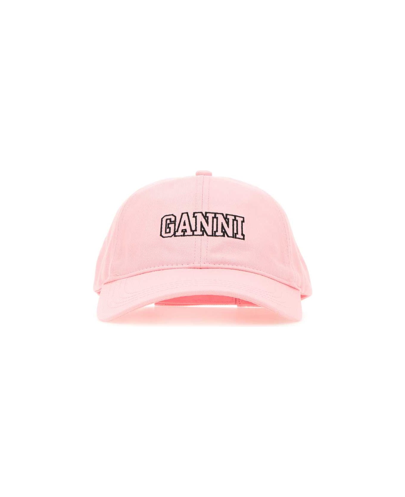 Ganni Pink Cotton Baseball Cap - SWEETLILAC ヘアアクセサリー