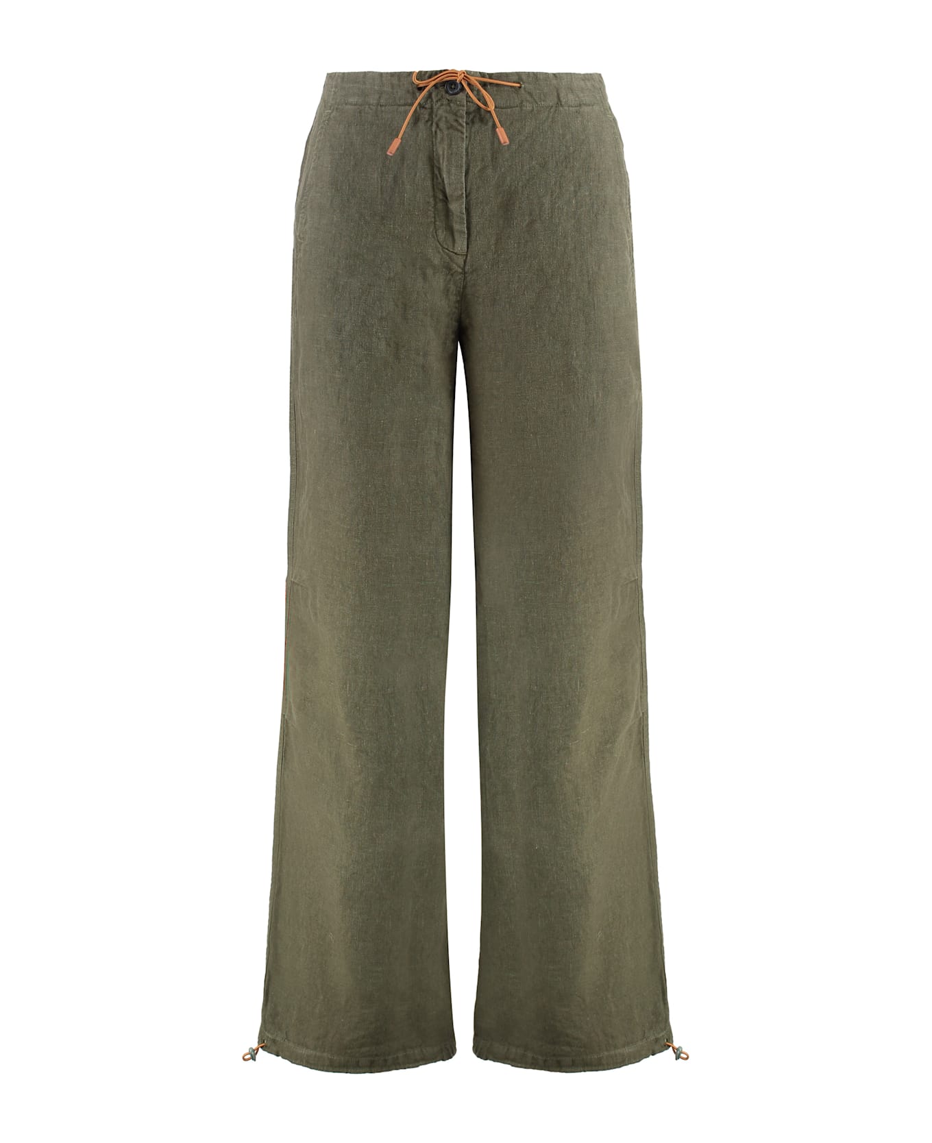 120% Lino Linen Wide Leg Trousers - green