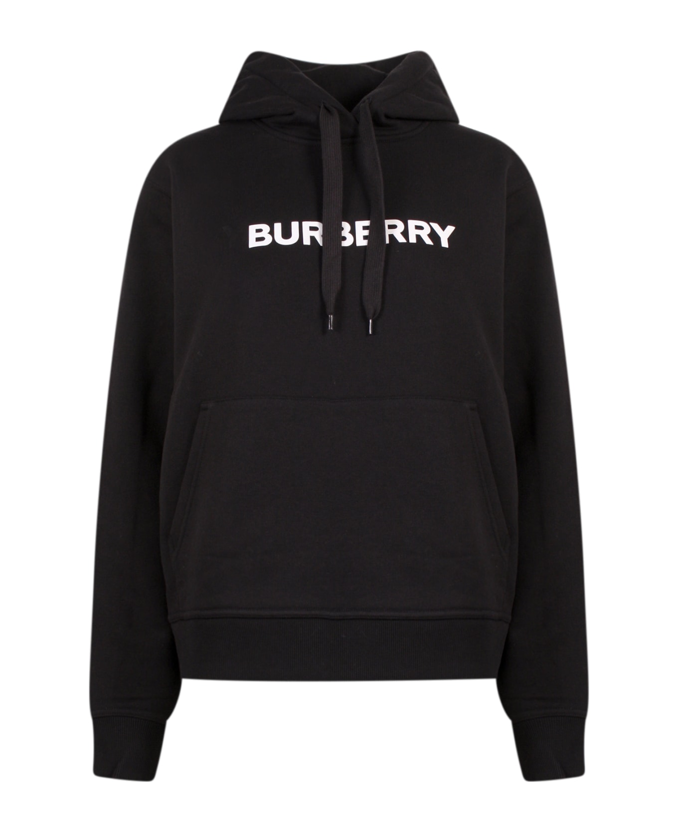 Burberry Logo Hooded Oversized Sweatshirt - Black