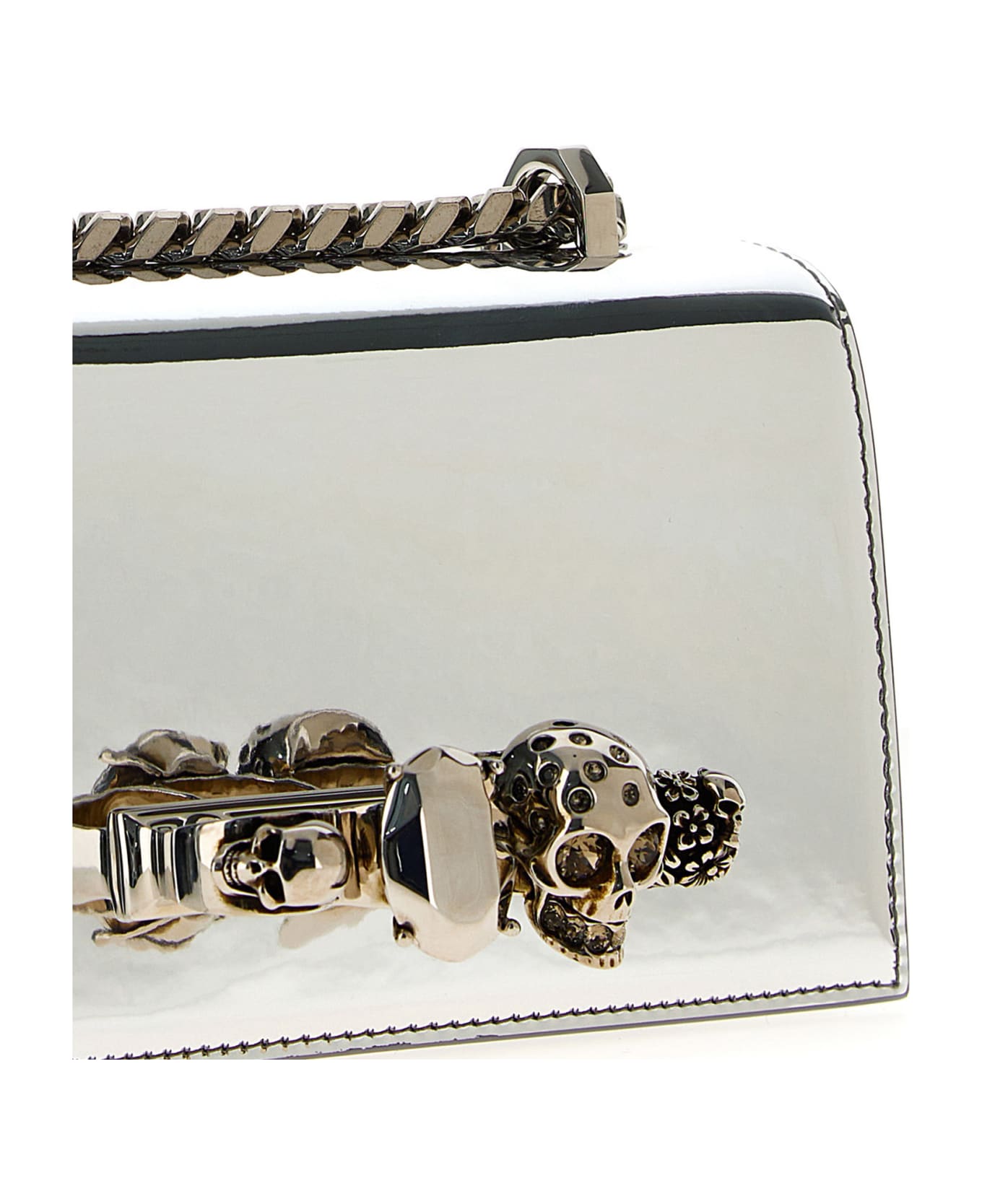Alexander McQueen 'mini Jewelled Satchel Crossbody Bag - Silver