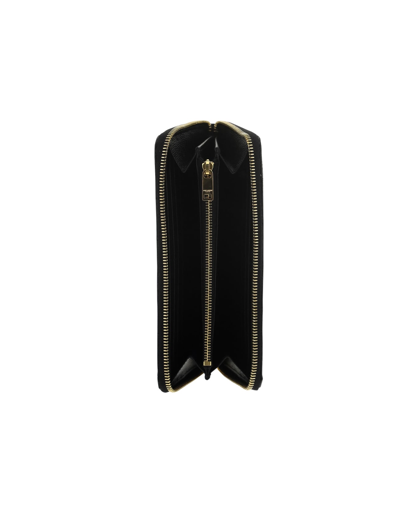 Saint Laurent Embossed Leather Zip Wallet - Black