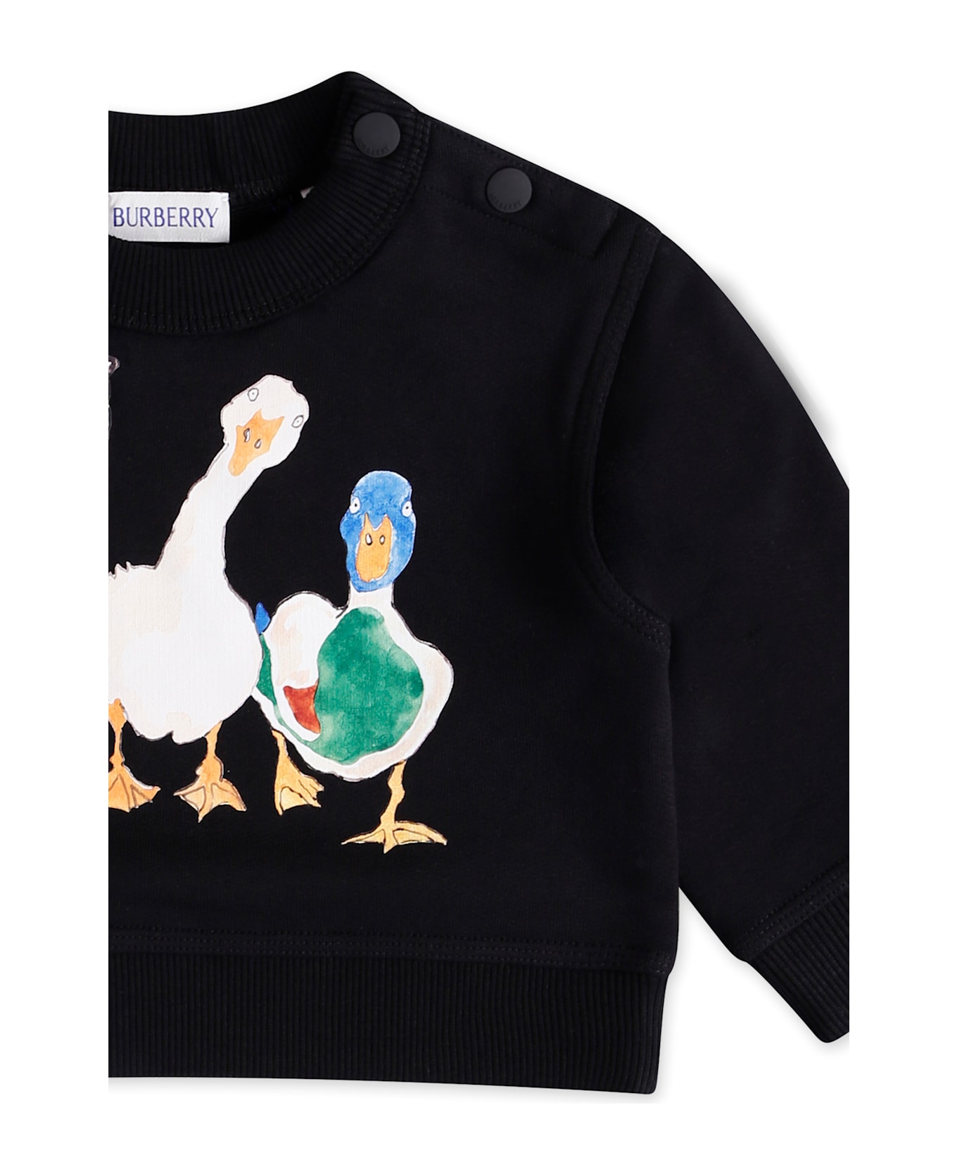 Burberry Black Sweatshirt For Baby Girl With Teddy Bear - Black