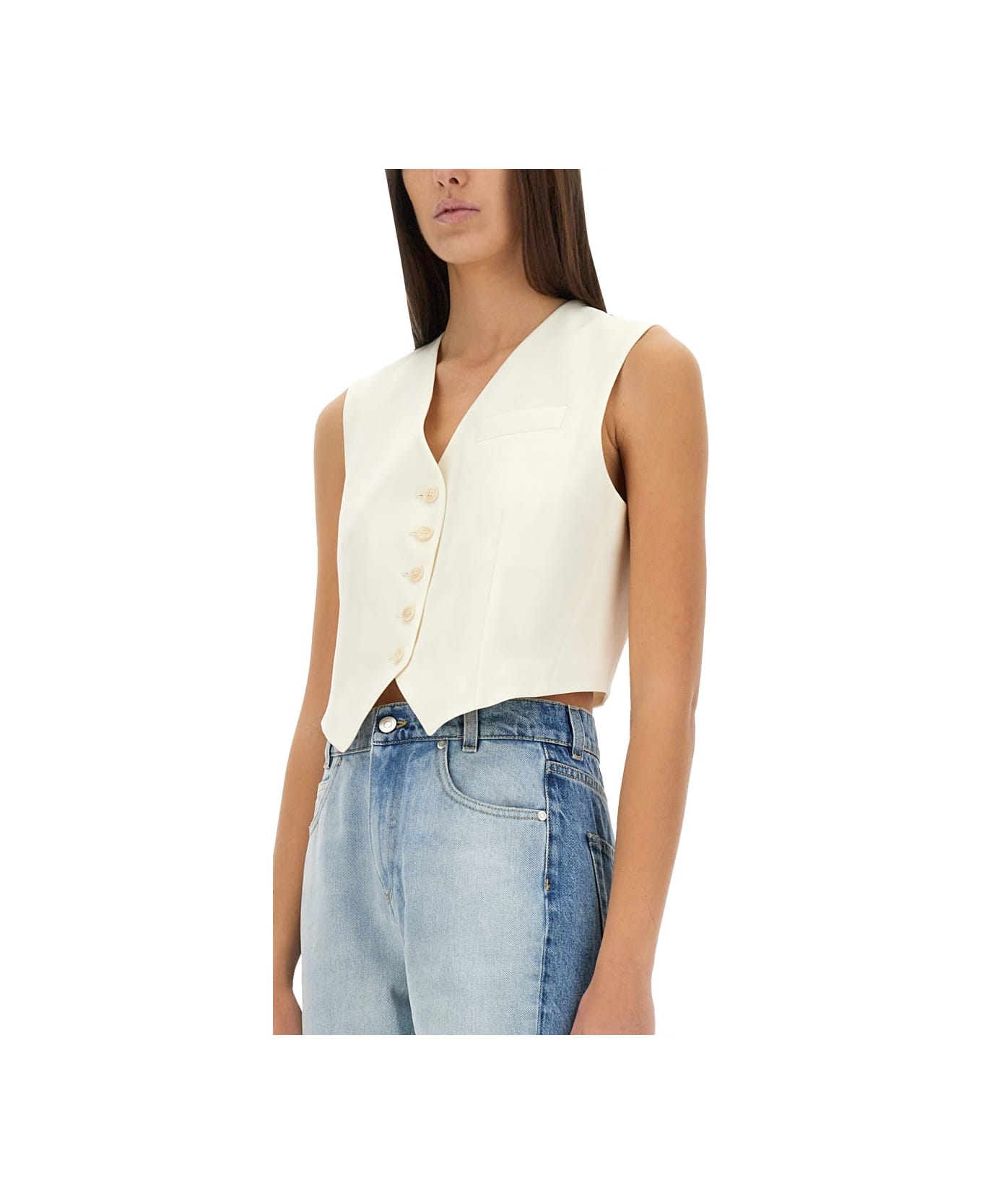 Stella McCartney Wool Tailoring Short Vest - IVORY
