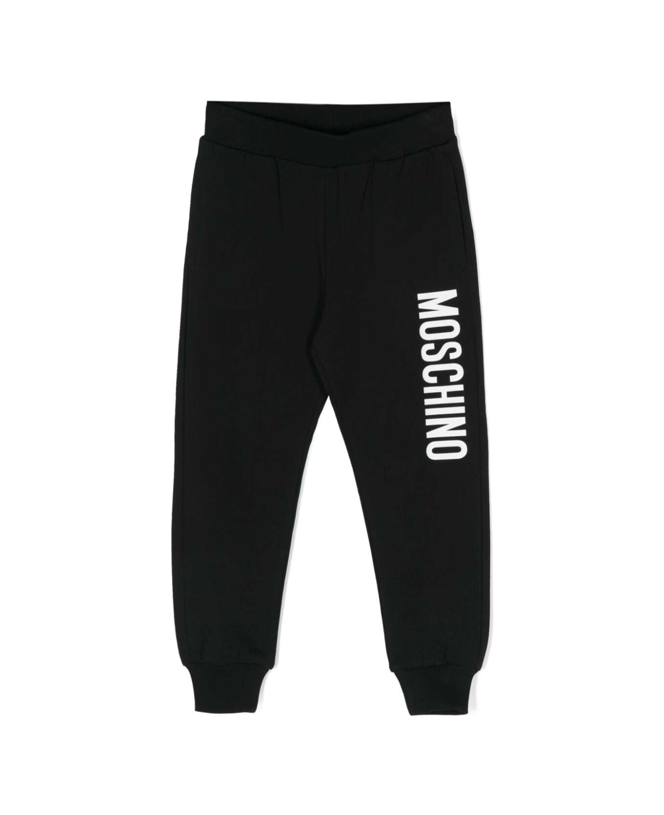 Moschino Jogger Pants With Logo In Stretch Cotton Boy - Black