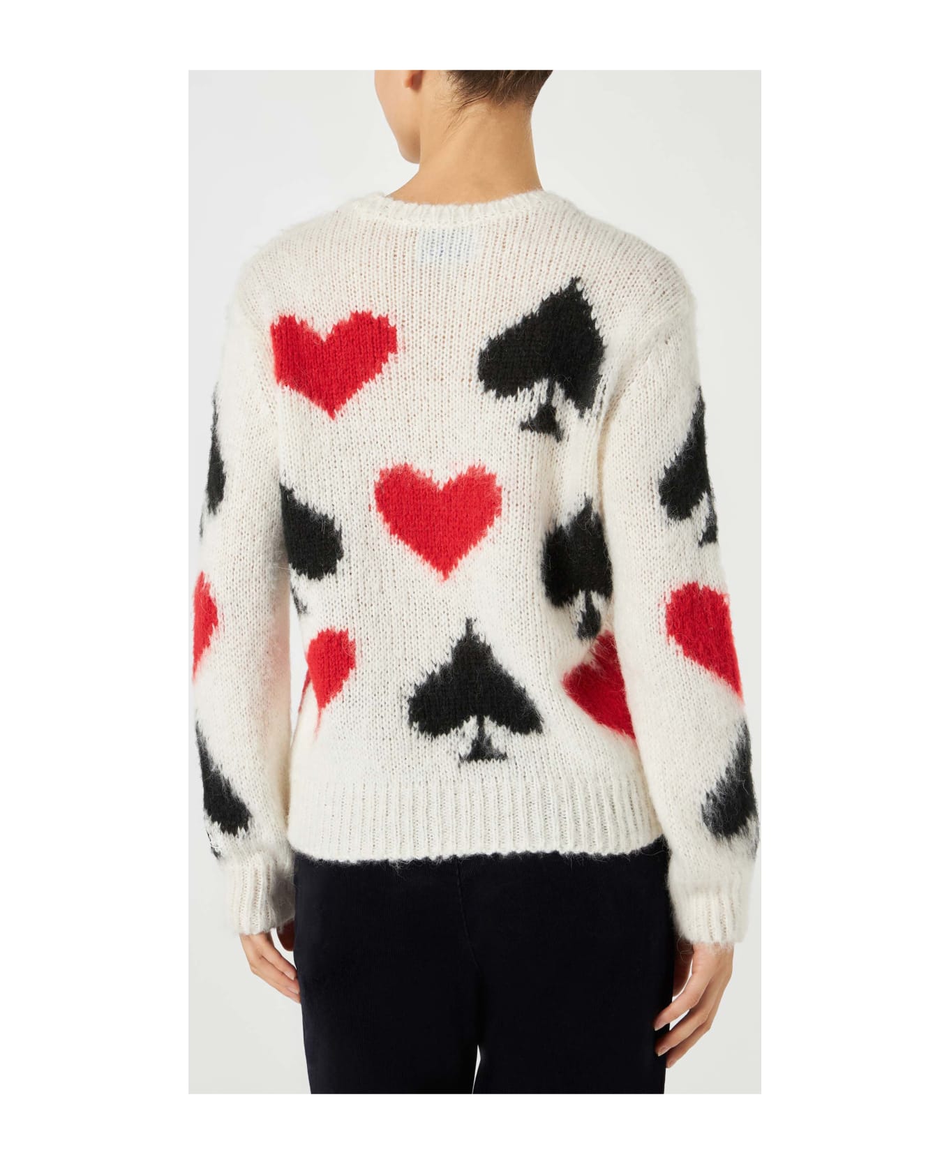 MC2 Saint Barth Woman Brushed Sweater With Spades And Hearts Embroidery