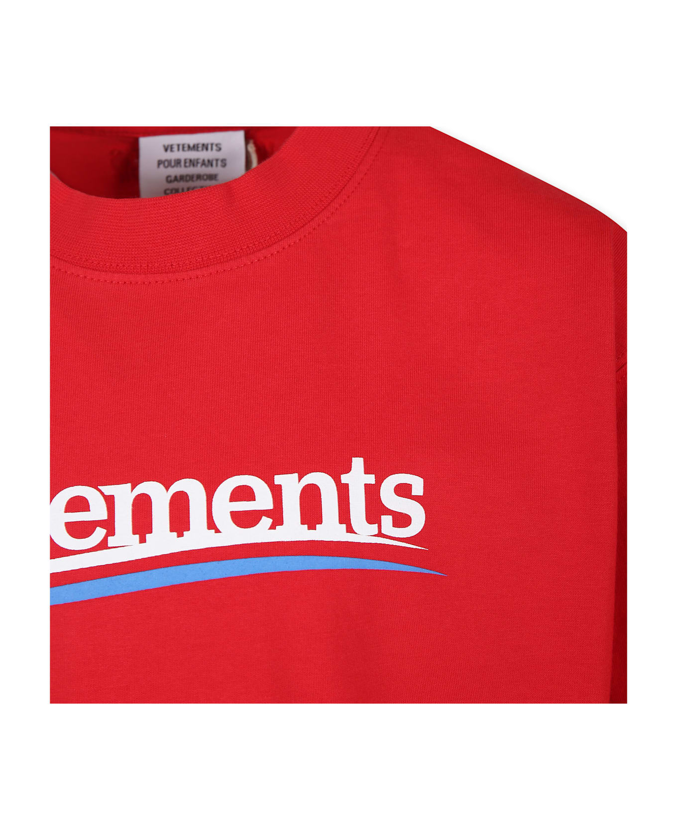 VETEMENTS Red T-shirt For Kids With Logo - Red