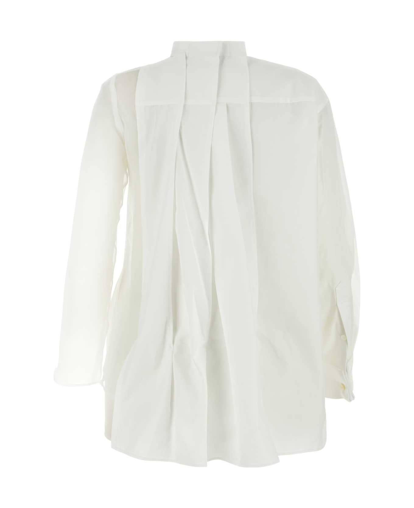 Sacai White Polyester Blend Chiffon Mix Cotton Poplin Shirt - OFFWHITE