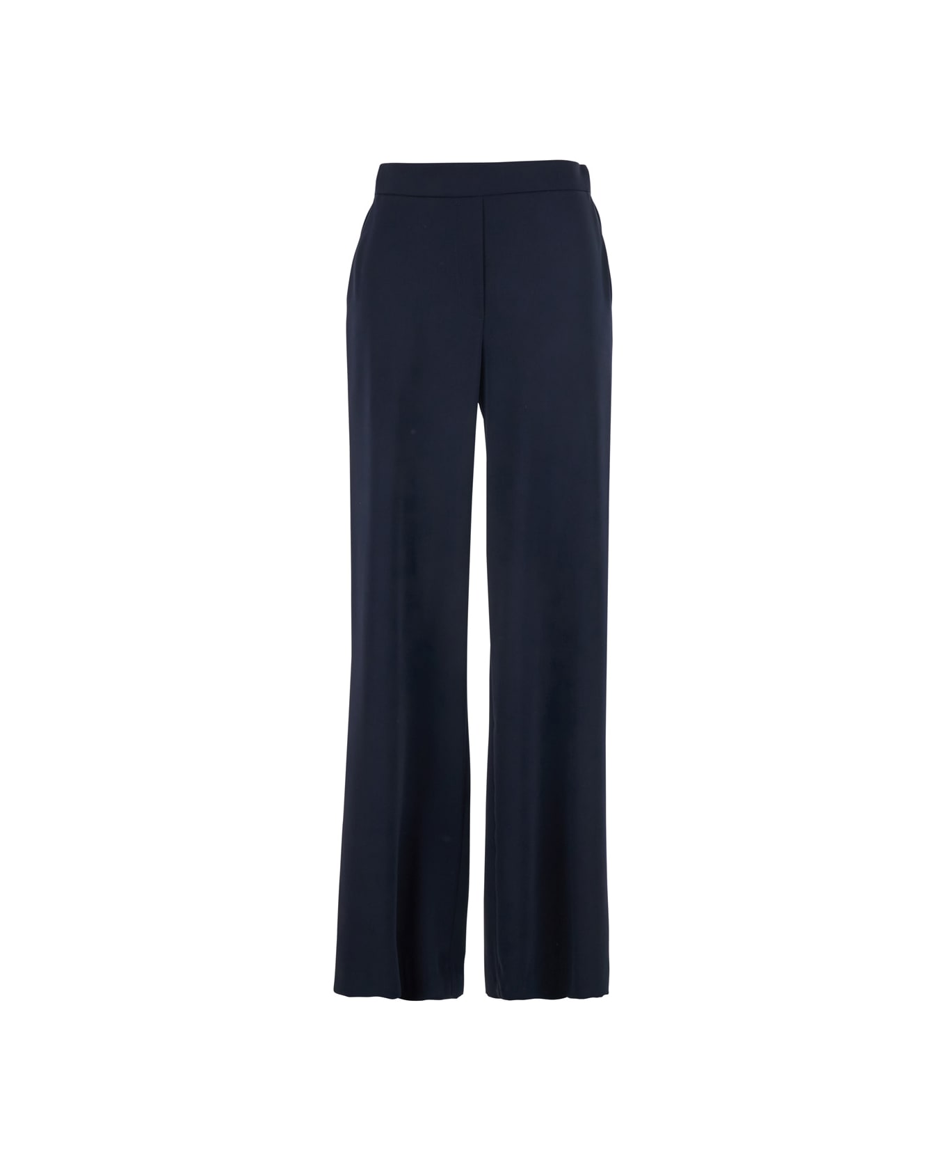 Parosh Blue Pants With Elastic Waist And Wide Leg In Fabric Woman - Blu ボトムス