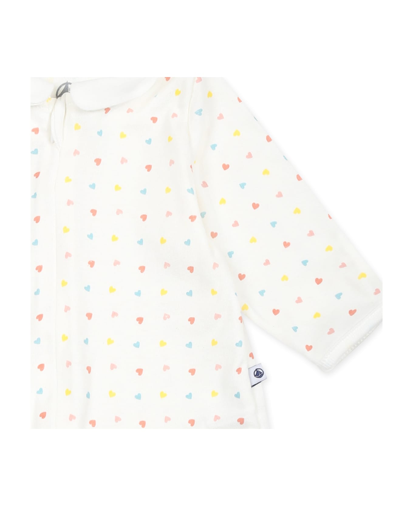 Petit Bateau Ivory Romper For Babykids With Hearts - Ivory
