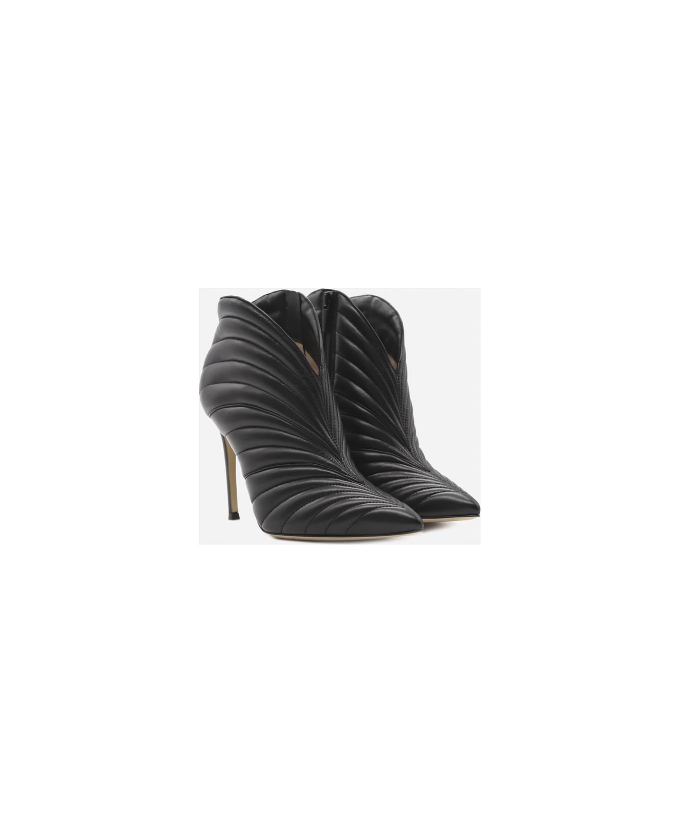 Gianvito Rossi Eiko Ankle Boots In Matelassé Effect Leather - Black ハイヒール