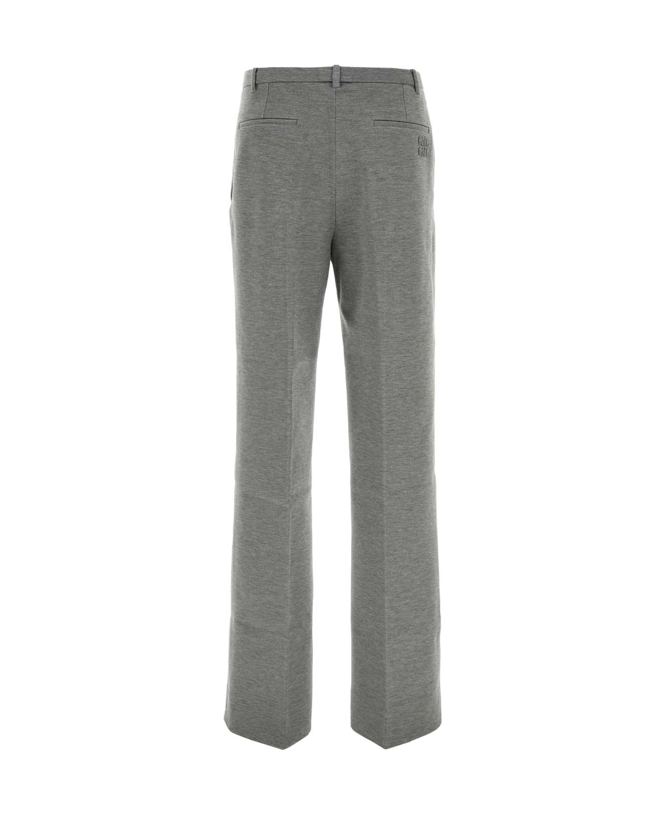 Miu Miu Grey Stretch Viscose Blend Pant - GRIGIO
