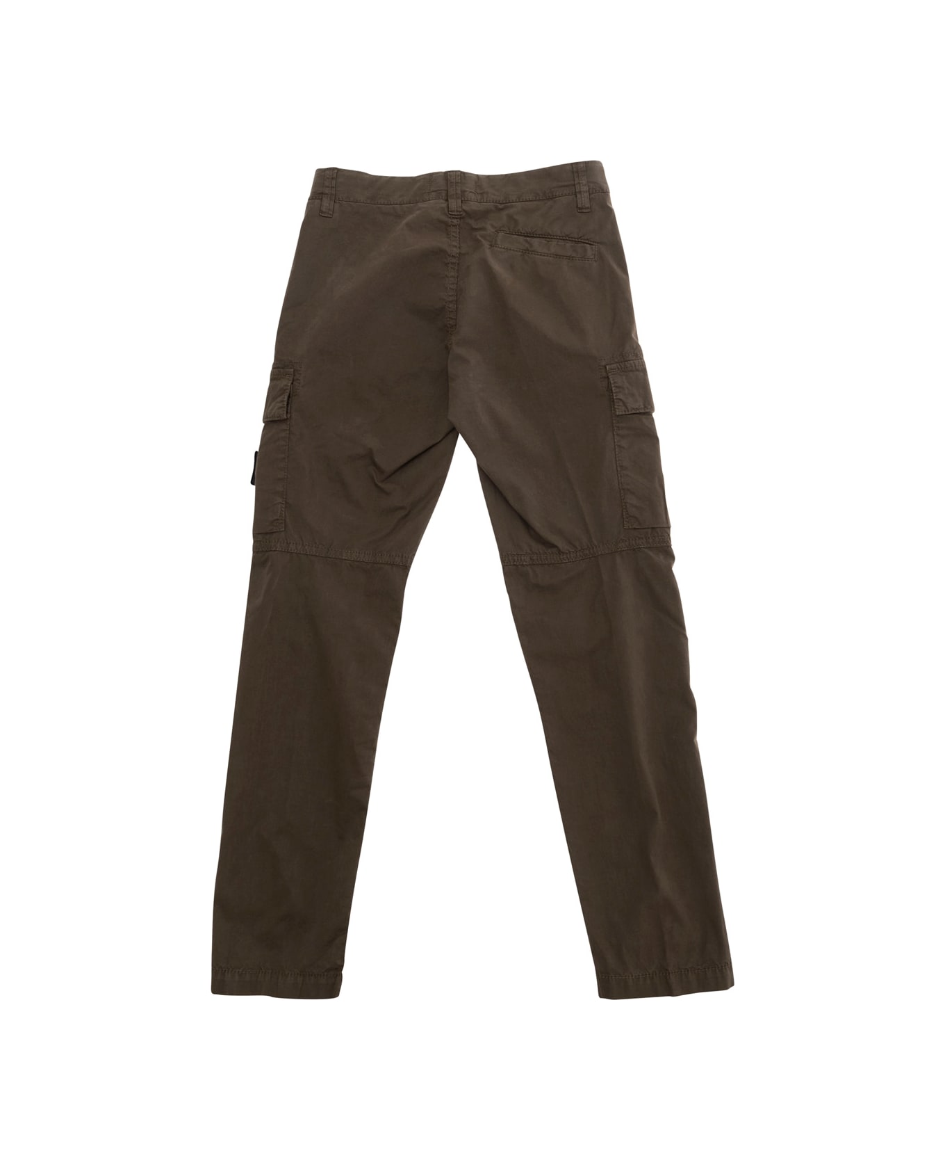 Stone Island Junior Green Pants With Logo Patch On The Front In Cotton Stretch Boy - Green