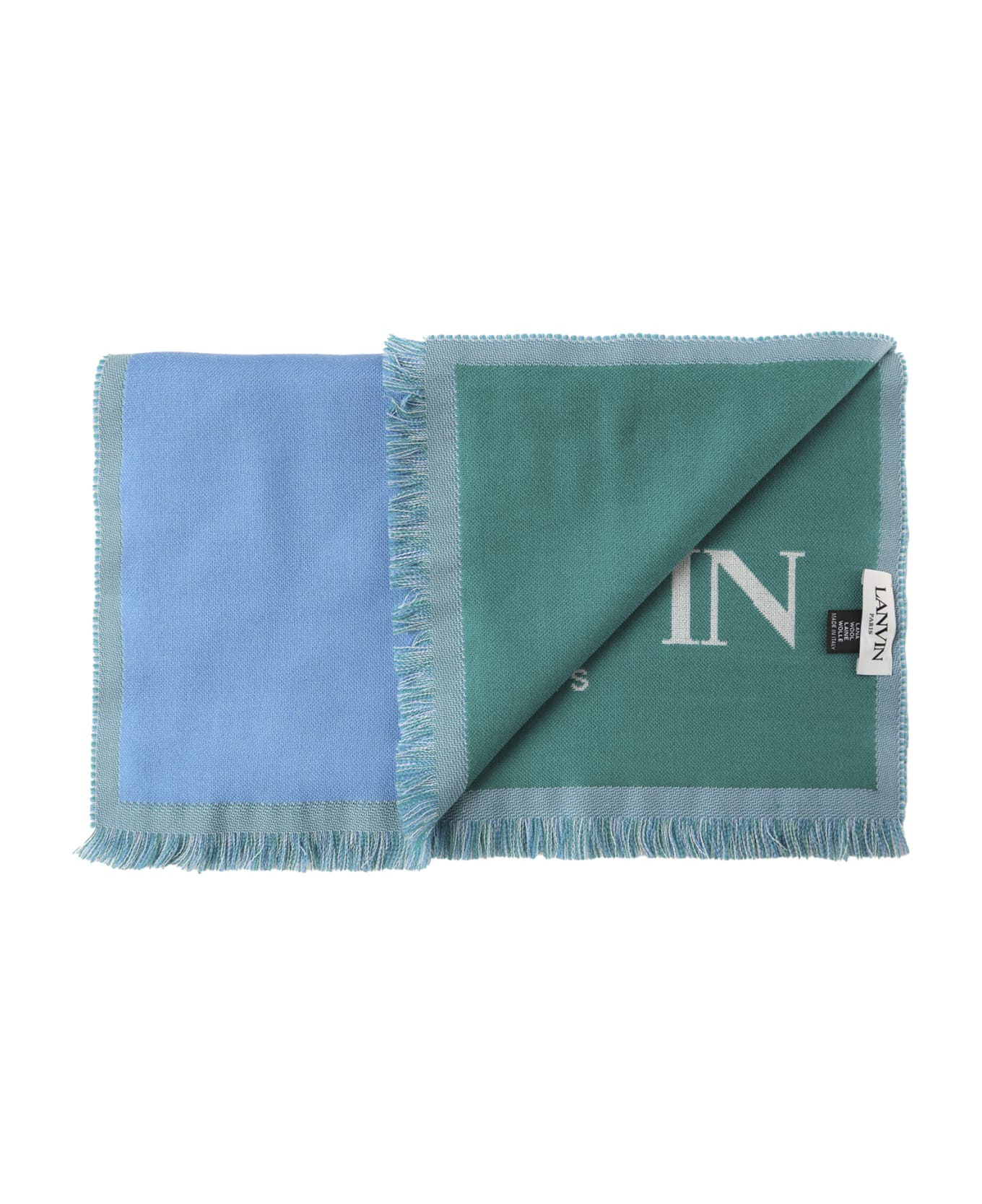 Lanvin Scarf With Lettering Logo - Blue/green