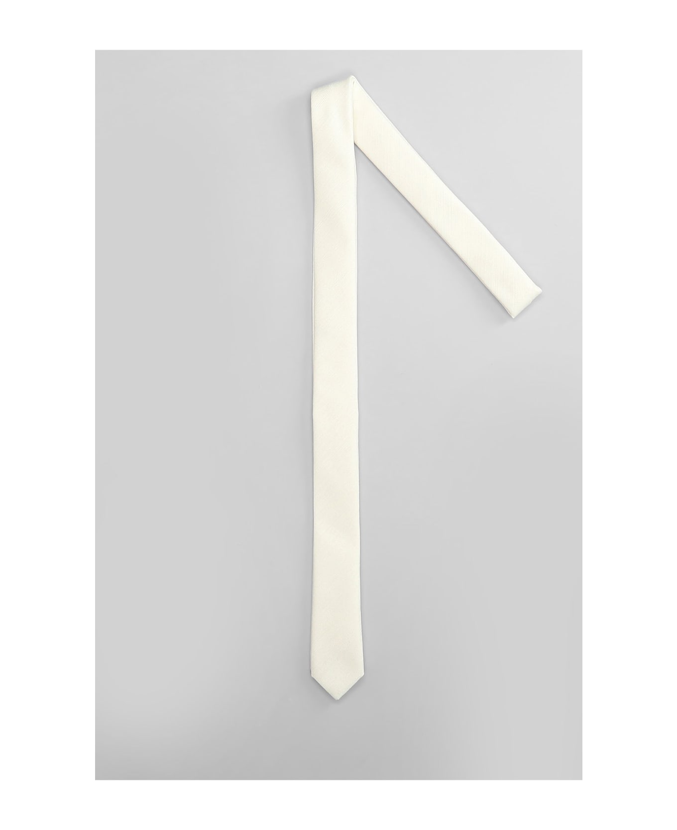Lardini Tie In White Silk - white