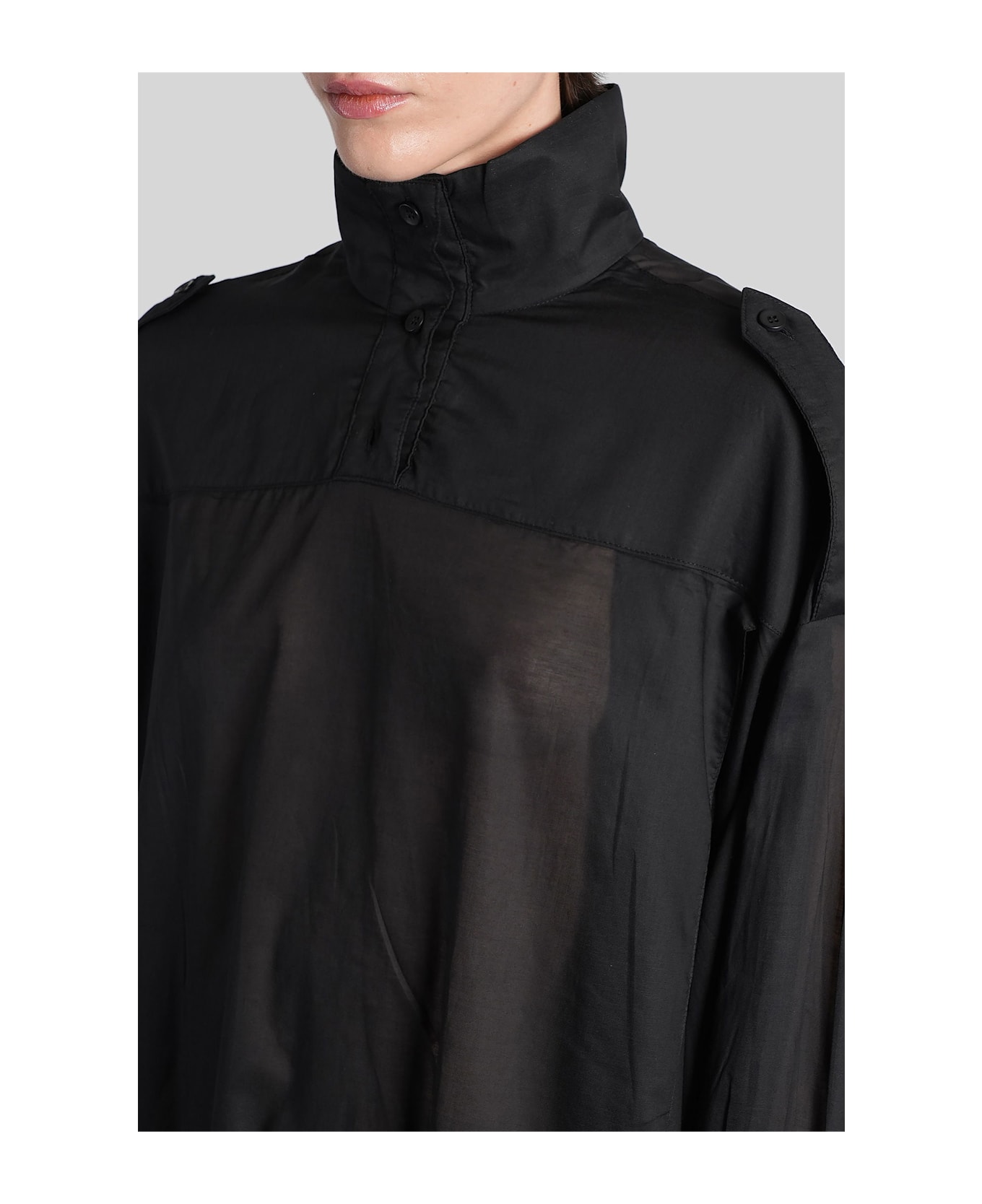 TheLatest Ciara Shirt In Black Cotton - black