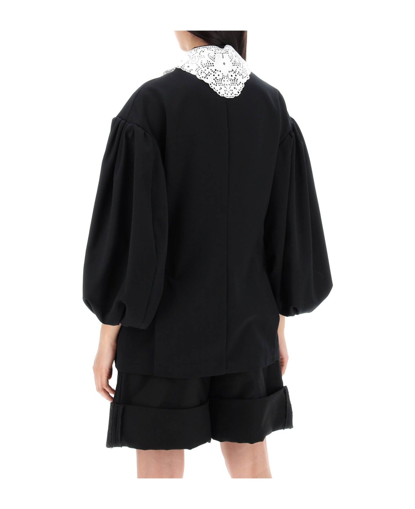 Simone Rocha 'oversized Blazer With Lace - BLACK WHITE (Black)