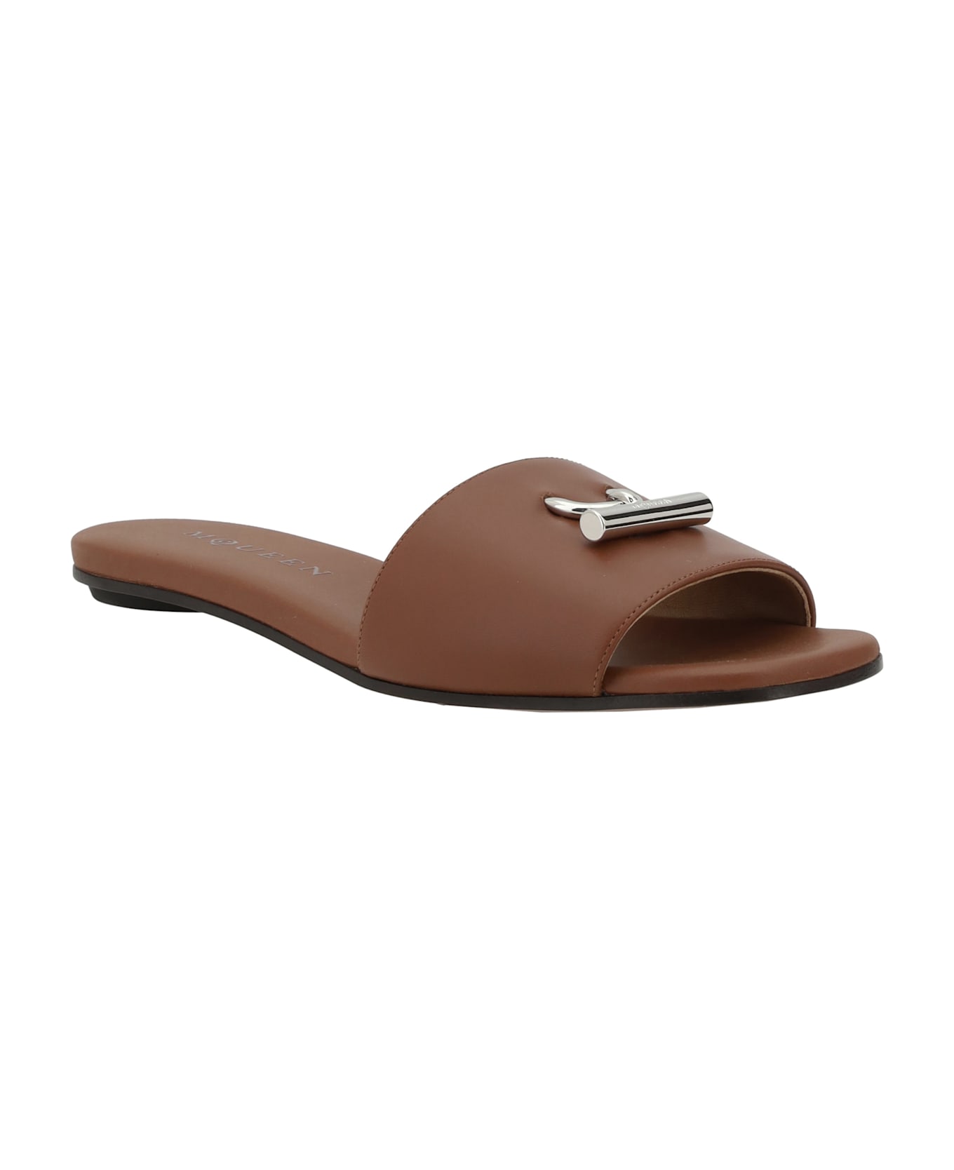 Alexander McQueen Leather Sandals - Siena/silver