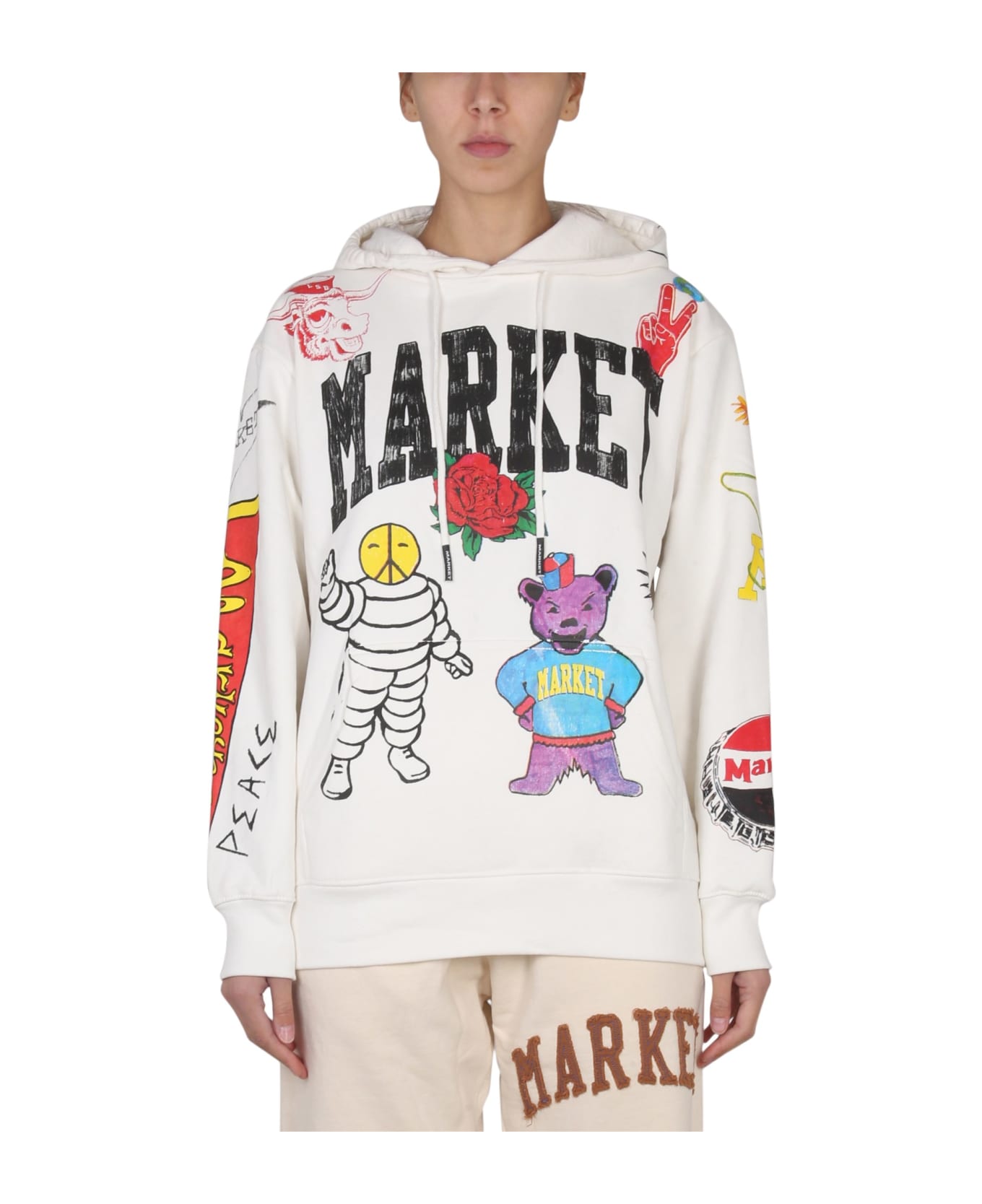 Market Hand Drawn Varsity Sweatshirt - BEIGE