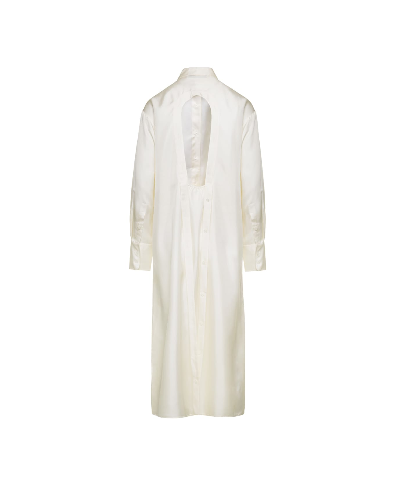 Róhe Ivory White Shirt Dress With Cut-out At Back In Silk Woman - Beige