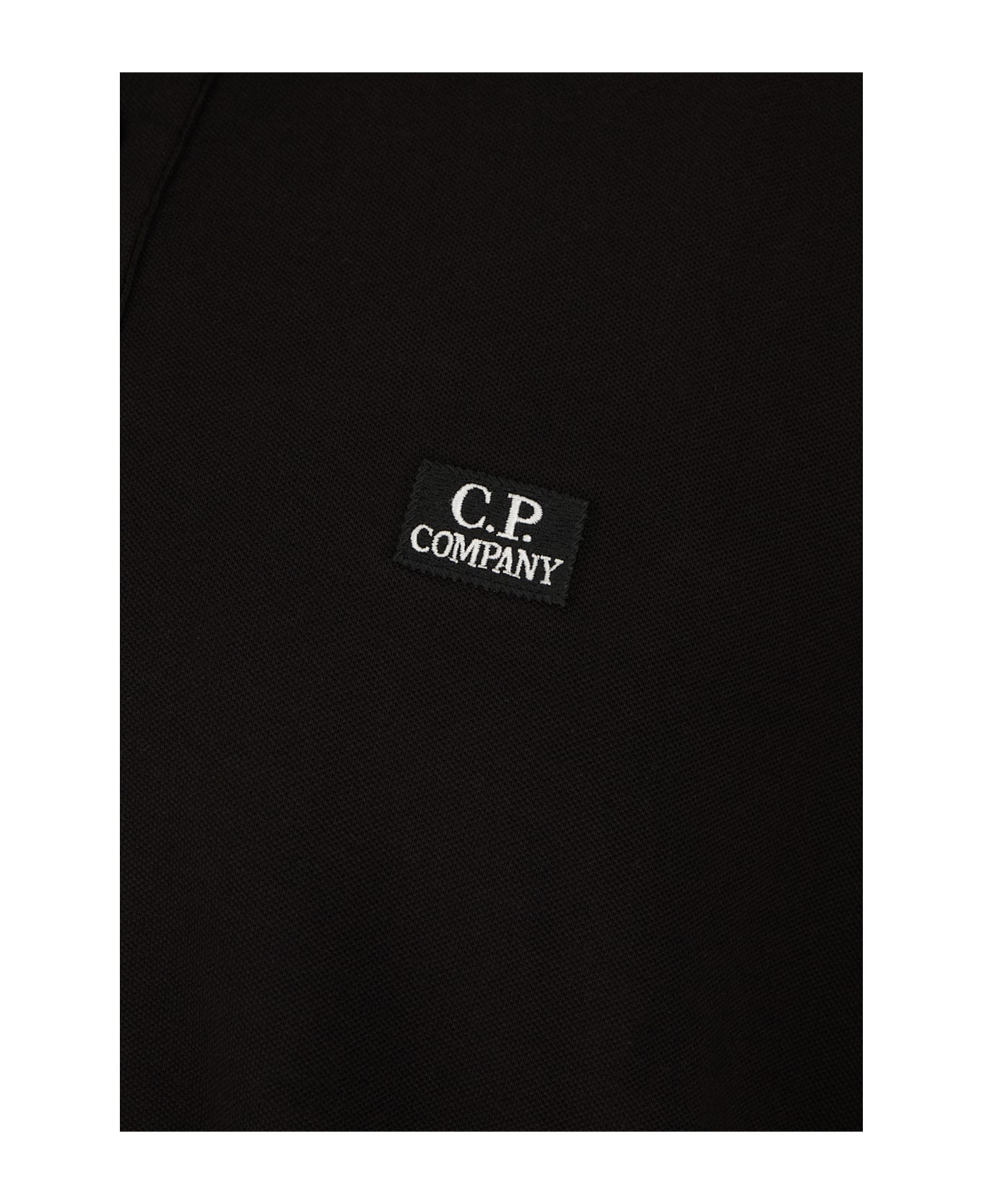 C.P. Company Black Stretch Cotton Polo Shirt - BLACK