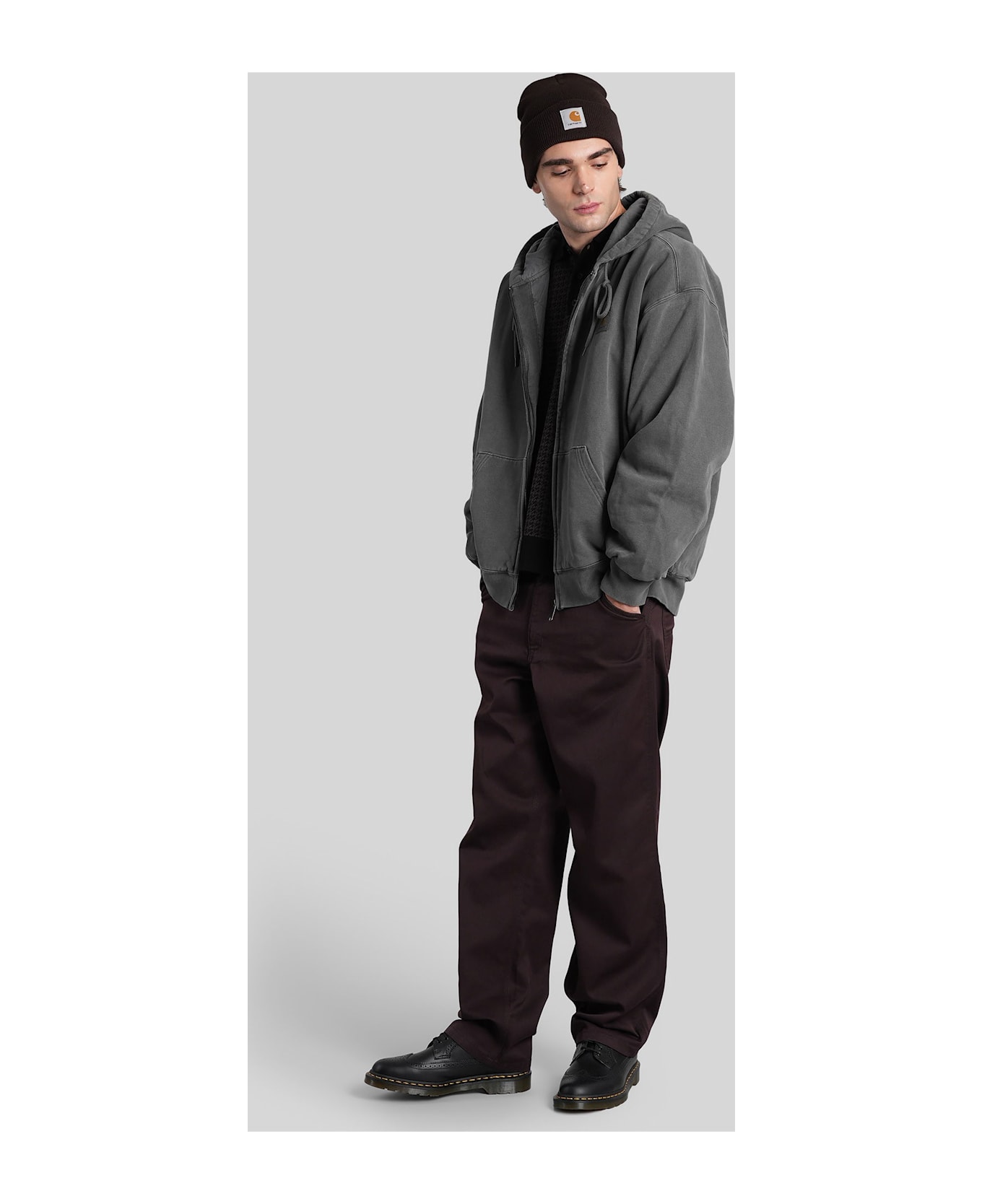 Carhartt Hooded Vista Jacket Sweatshirt In Grey Cotton - grey