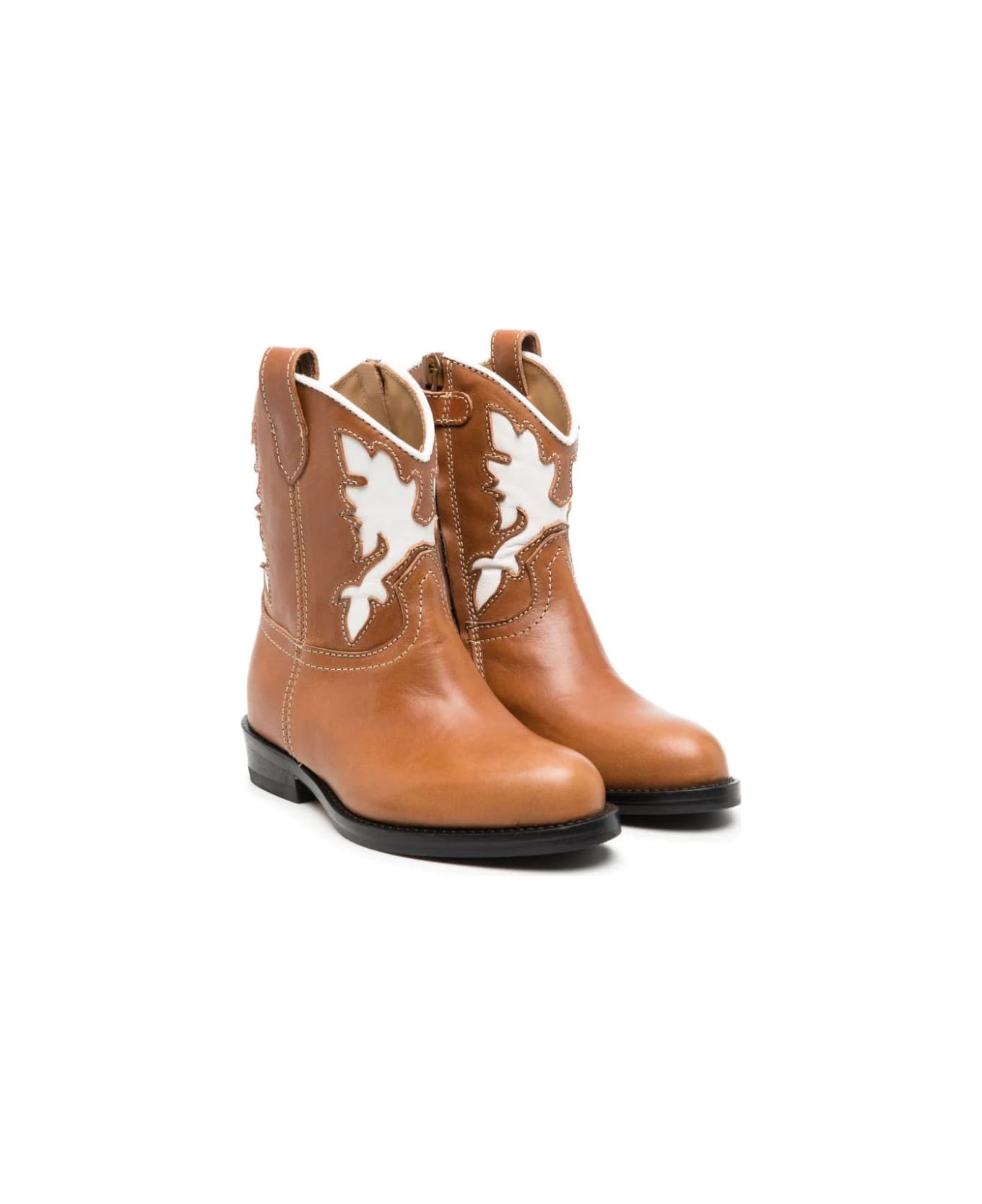 Gallucci Western Boots With Embroidery - Brown シューズ