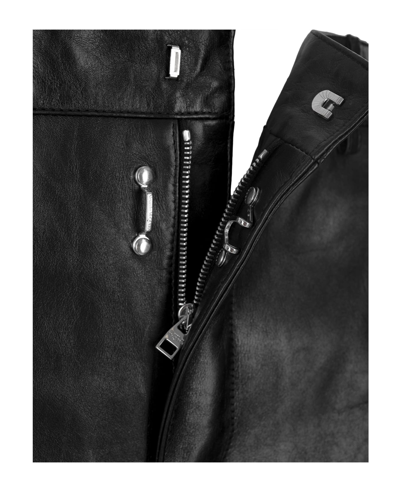 Alexander McQueen Leather Biker Trousers In Black - Black