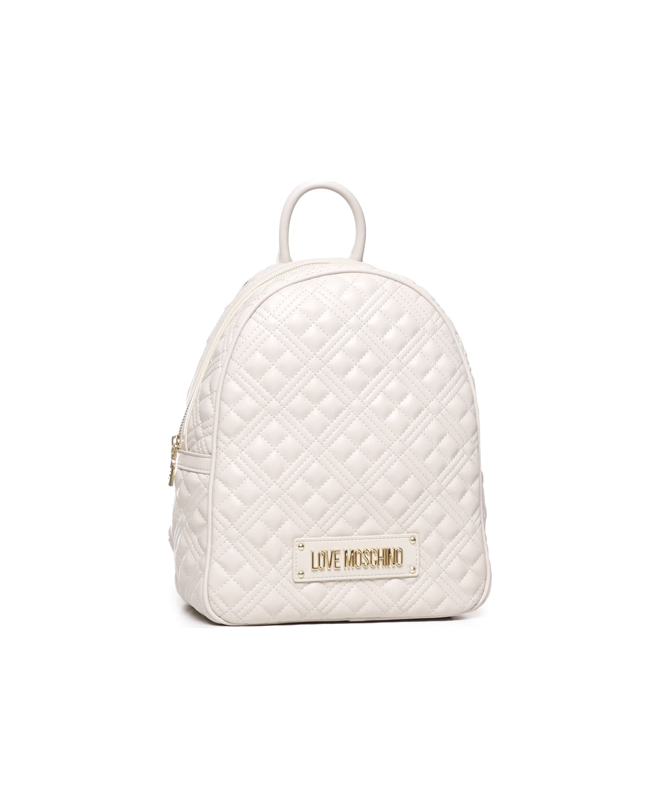 Love Moschino Quilted Backpack With Logo - Ivory バックパック