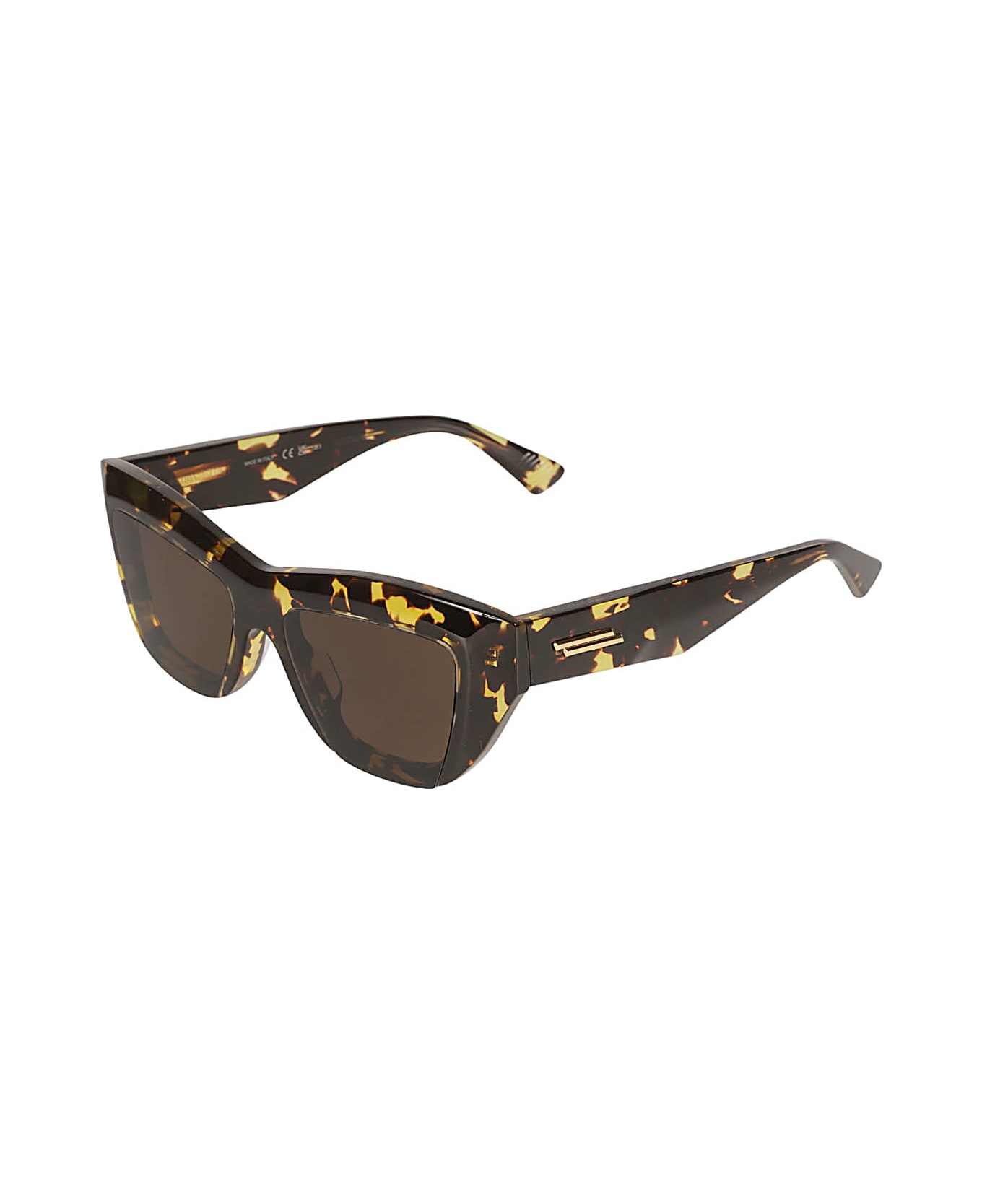 Bottega Veneta Eyewear Square Frame Flame Effect Stripe Sunglasses - Havana/Brown