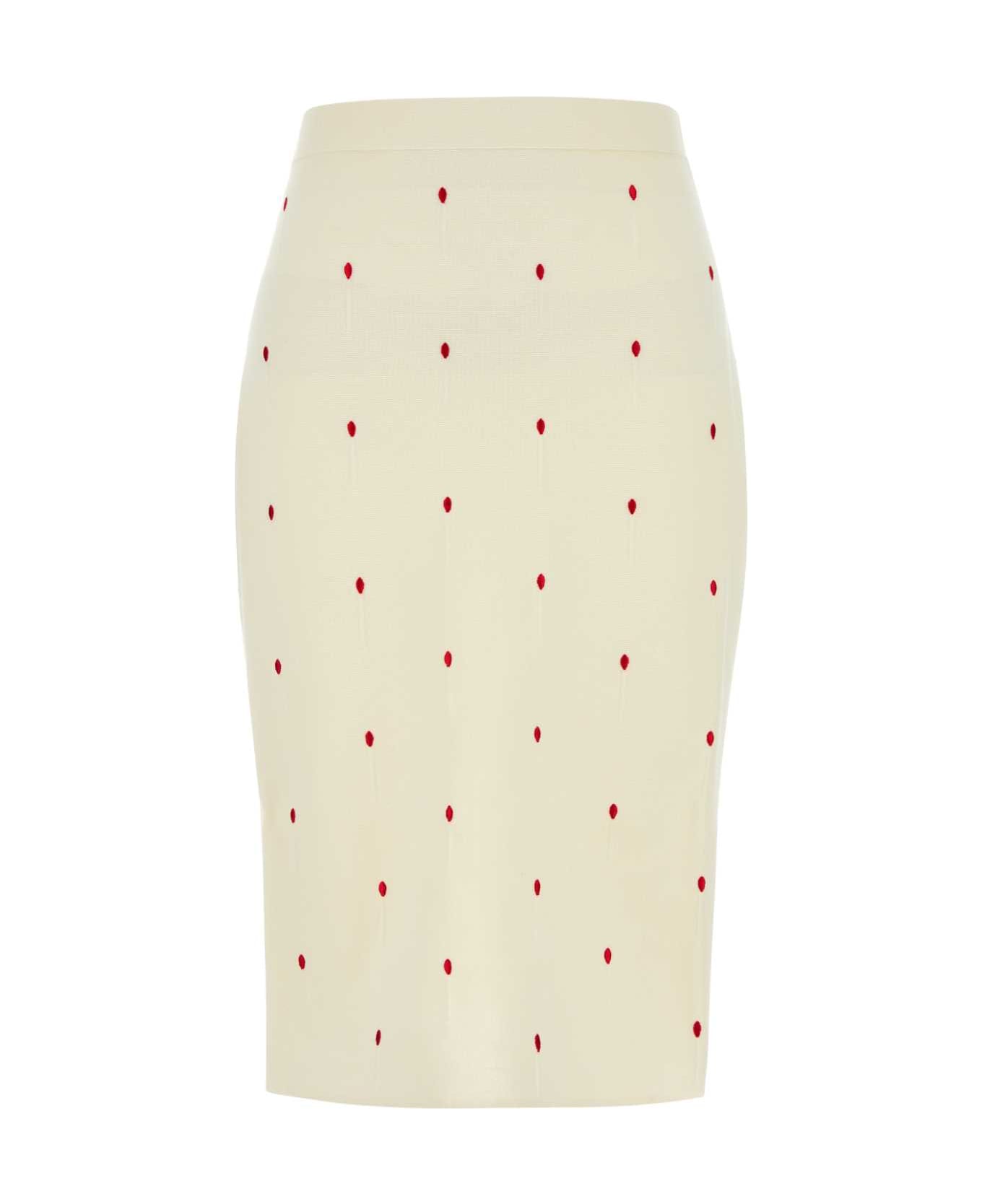 Bottega Veneta Embroidered Cotton Blend Skirt - CHALKVERNIS