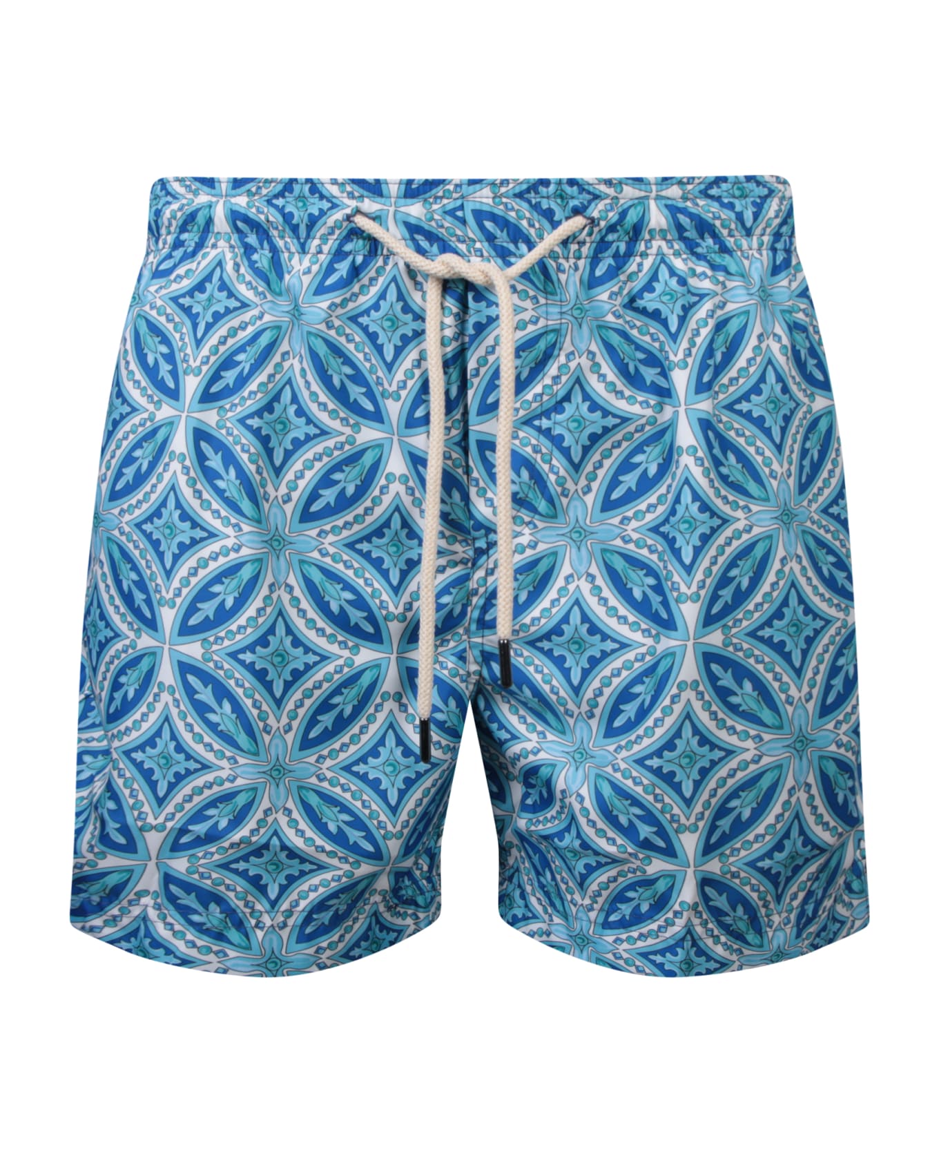 Peninsula Swimwear Patterned Swim Shorts In Sky Blue/blue/white By Peninsula - White