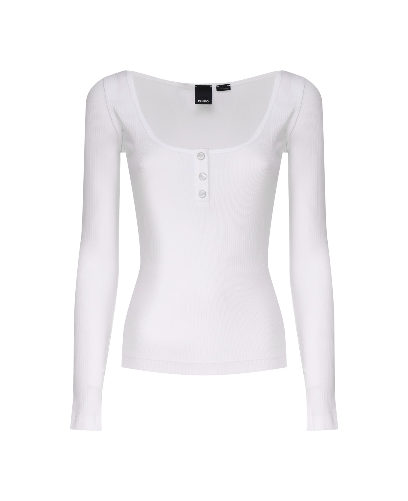 Pinko Cotton Blend Sweater With Wide Neckline - White ニットウェア